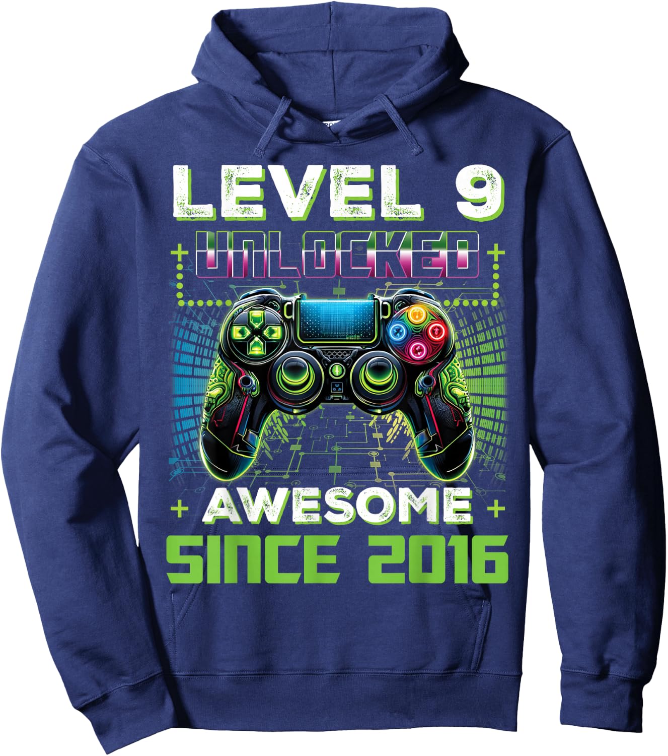 Level 9 Unlocked Video Game 9th Birthday Gamer Boys Son Hoodie - Hoodie | Navy