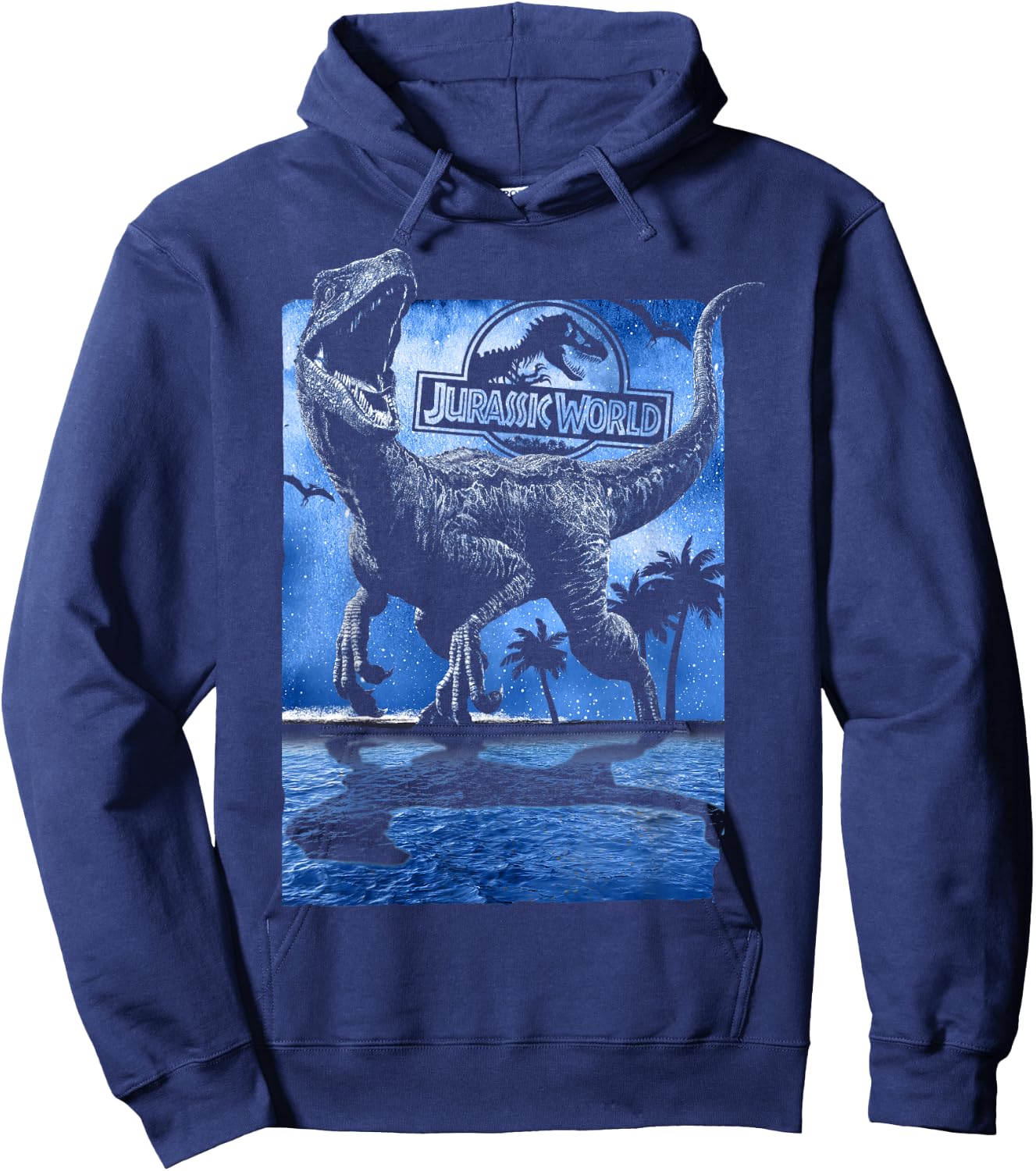 Jurassic World Raptor Moon Light Logo Graphic Hoodie - Hoodie | Navy