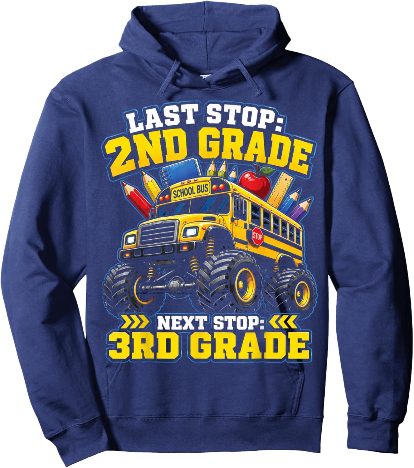 2nd Grade Graduation Next Stop 3rd Grade School Bus Hoodie - Hoodie | Navy