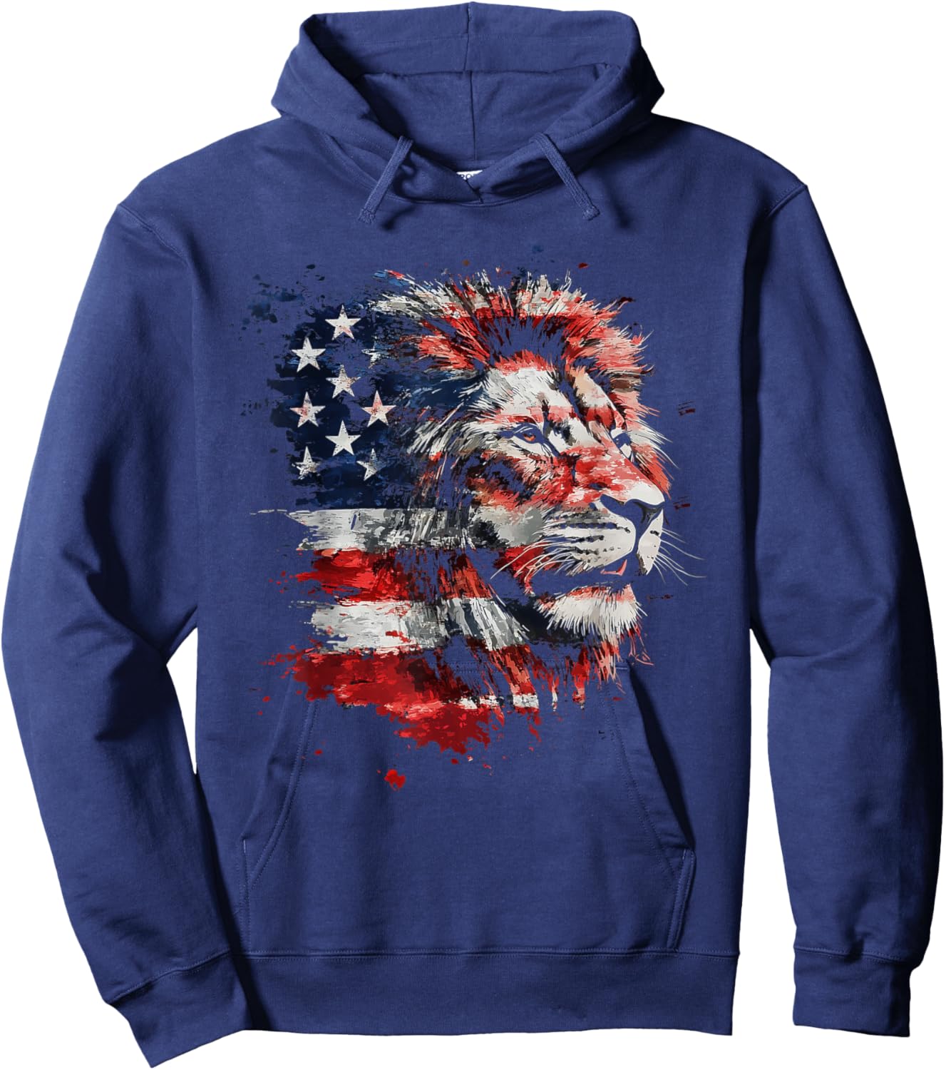 Patriotic Lion American Flag 4th Of July African Animal Lion Hoodie - Hoodie | Navy
