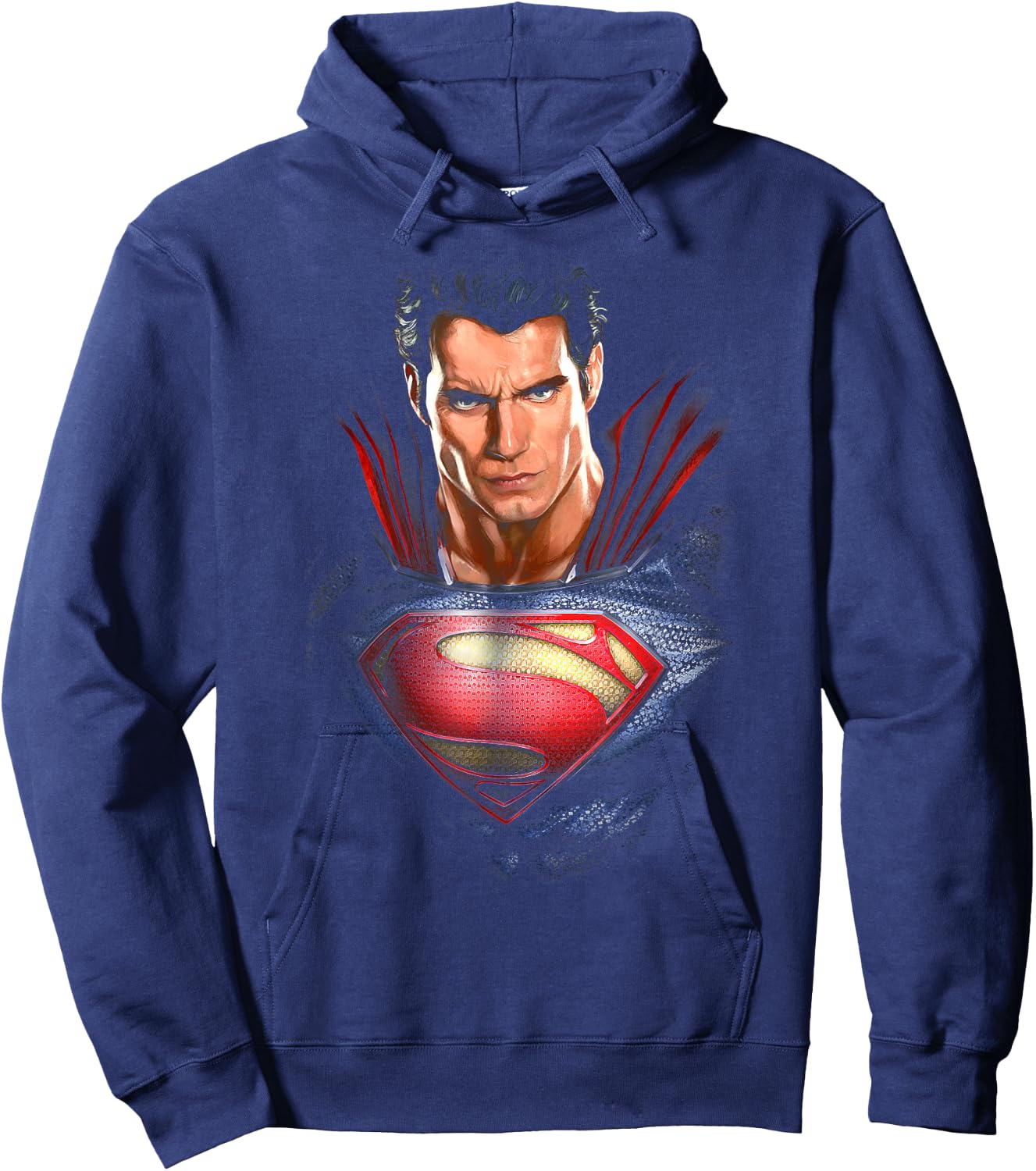 Superman Man of Steel Super Bust T Shirt Hoodie - Hoodie | Navy