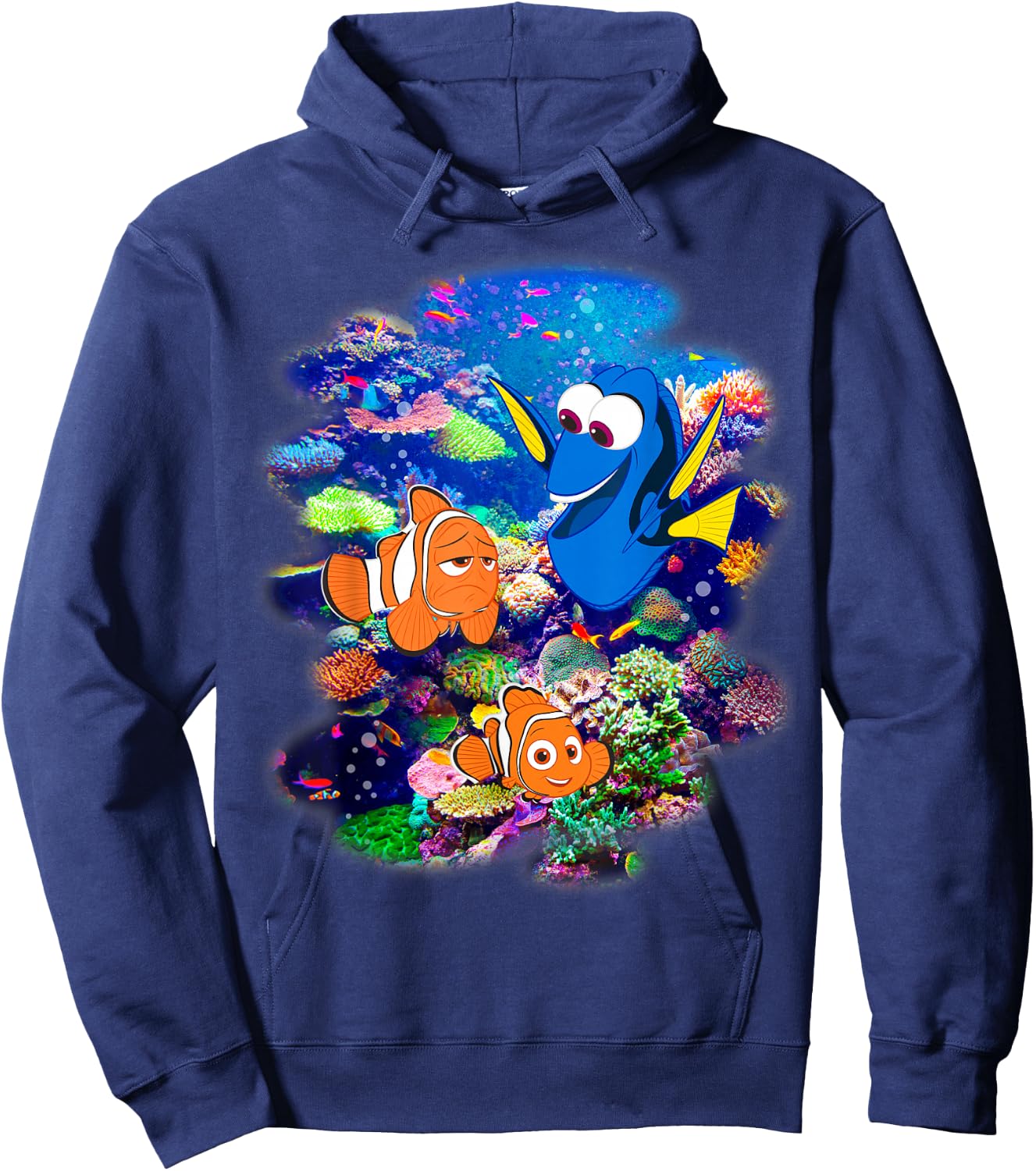 Disney Pixar Finding Dory Marlin & Nemo Rainbow Reef Scene Hoodie - Hoodie | Navy