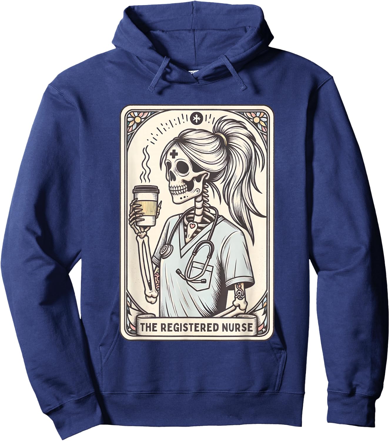 Registered Nurse Nurse Tarot Card Fall Skeleton Nurse Hoodie - Hoodie | Navy