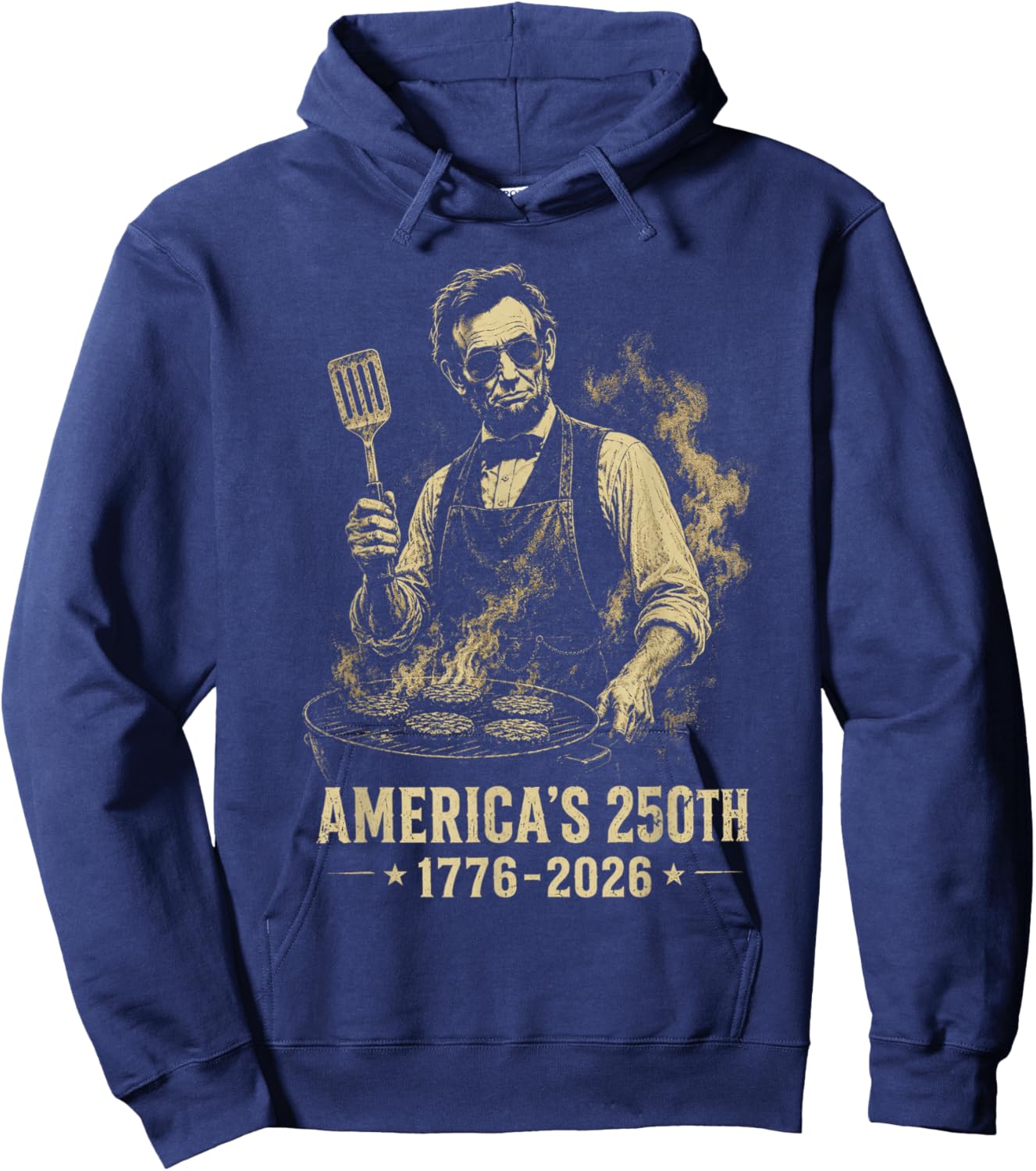 Abraham Lincoln 250 Years 250th Anniversary USA Abe BBQ Hoodie - Hoodie | Navy