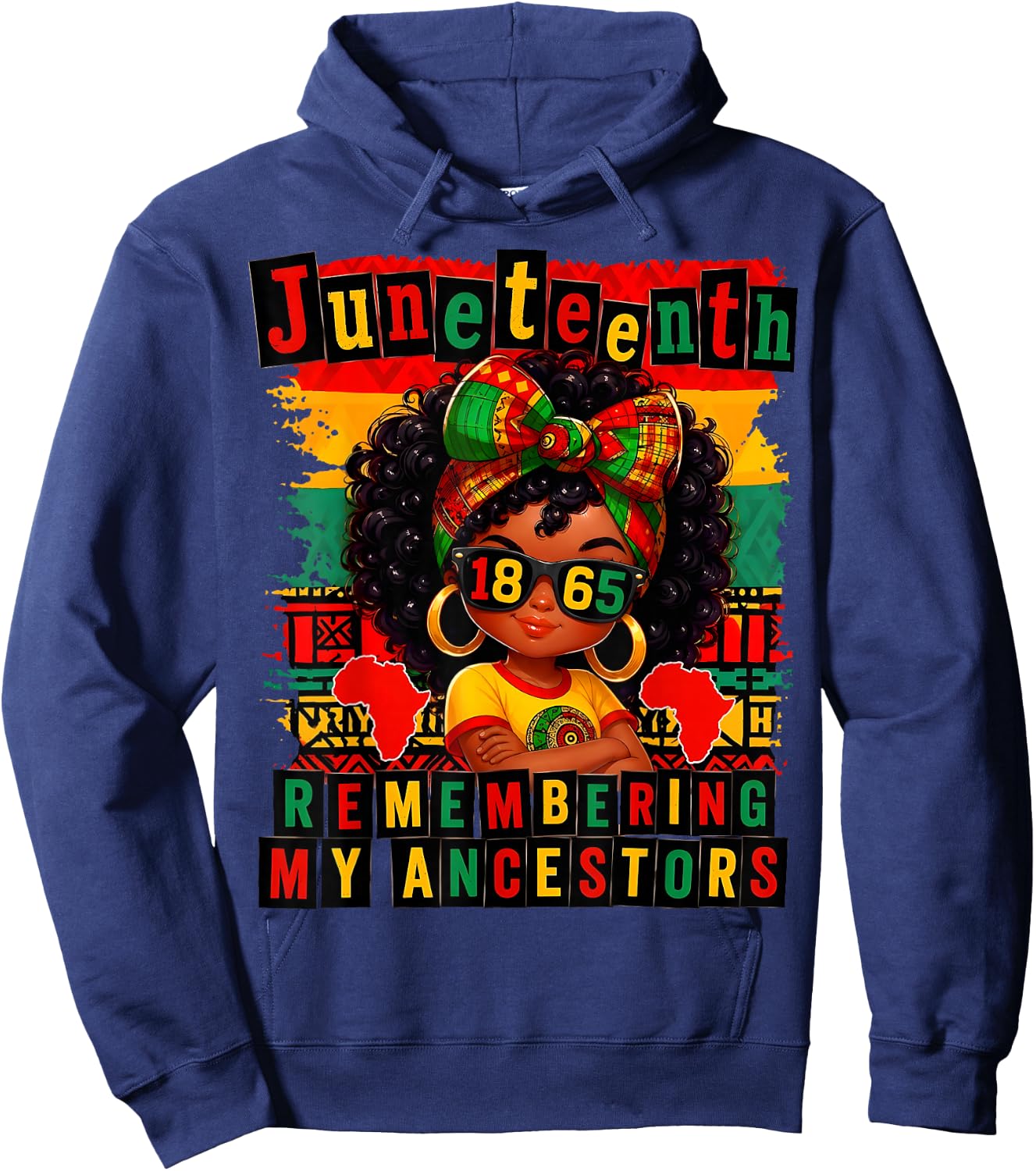 Retro Juneteenth Remembering My Ancestors Gift Hoodie - Hoodie | Navy