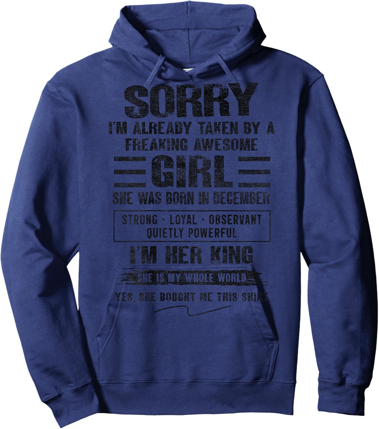 I'm Taken by Freaking Awesome Girl Born in December On Back Hoodie - Hoodie | Navy