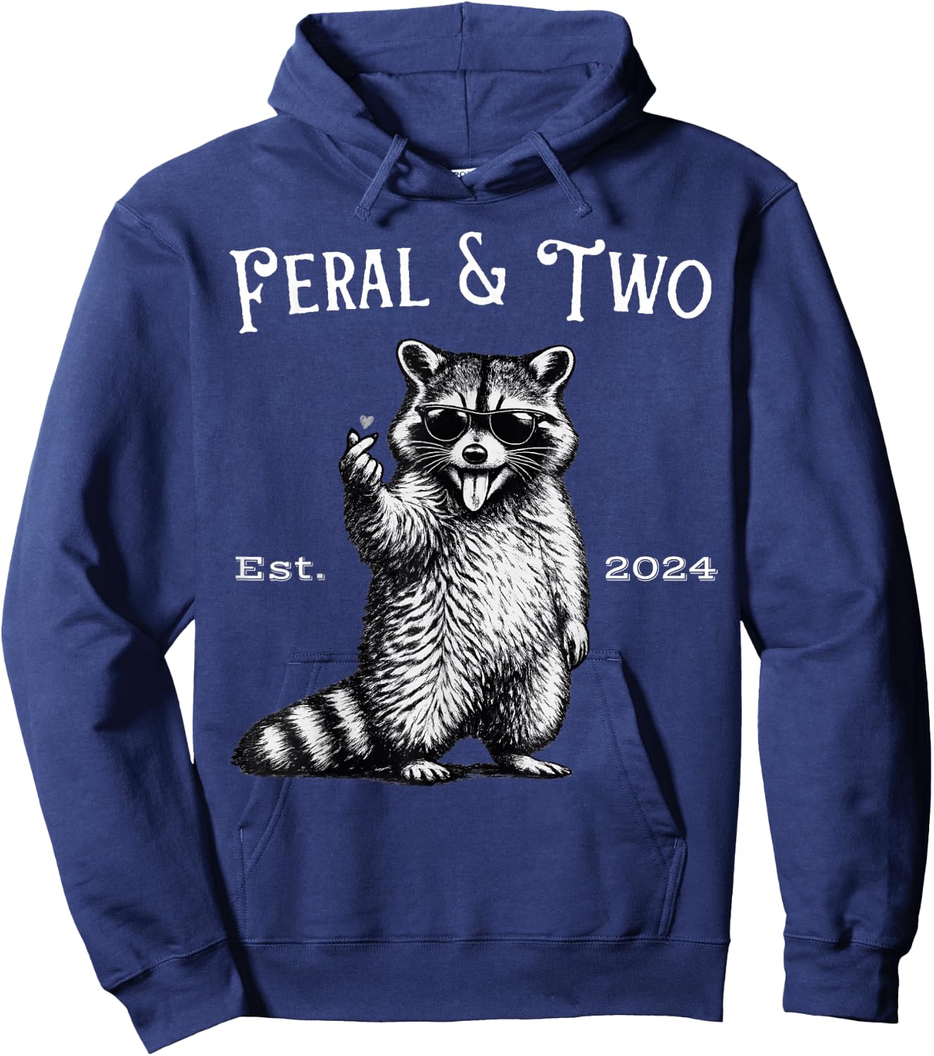 Feral and Two Funny Raccoon 2nd Birthday Hoodie - Hoodie | Navy