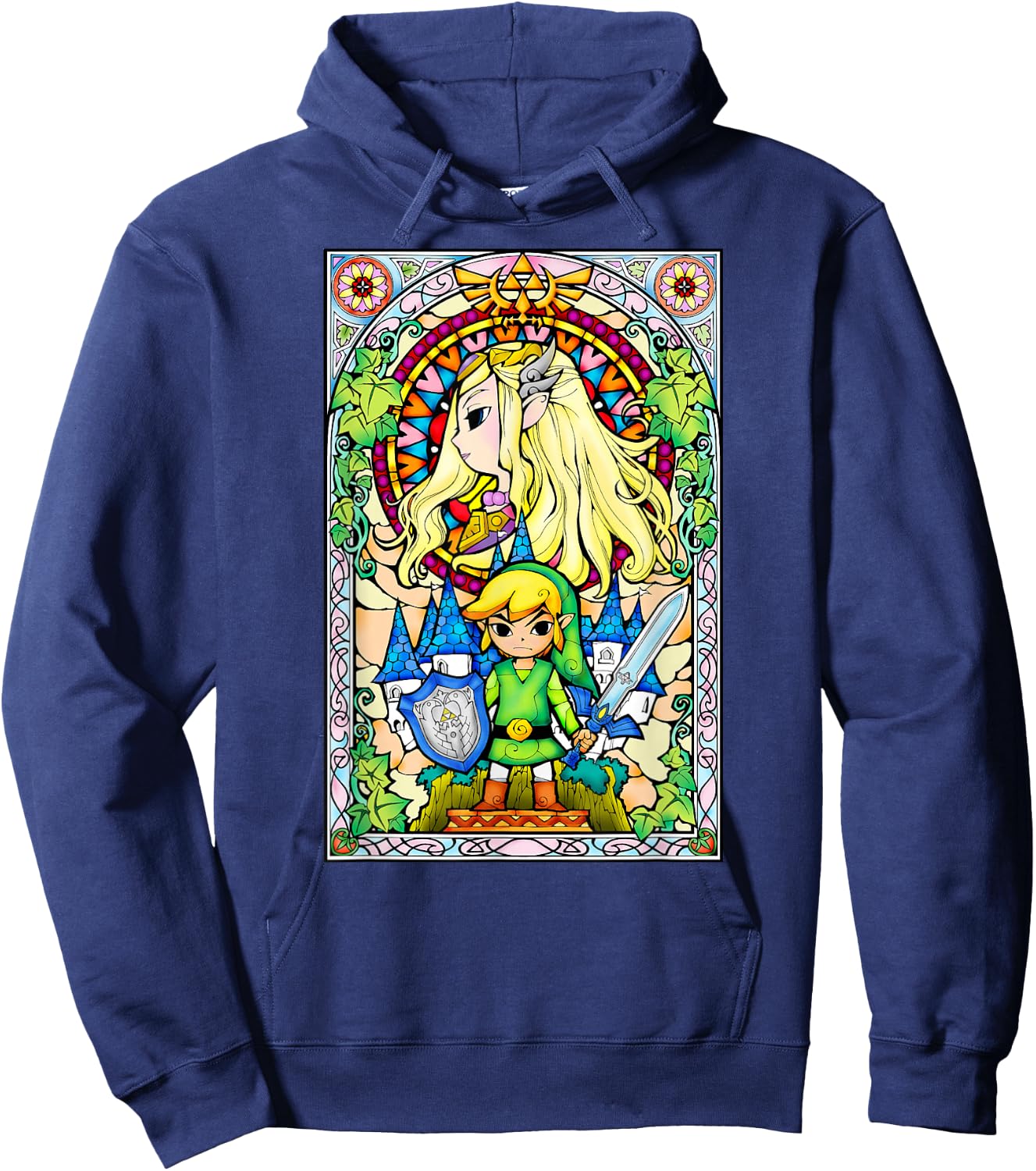 Legend Of Zelda Wind Waker Stained Glass Graphic Hoodie - Hoodie | Navy