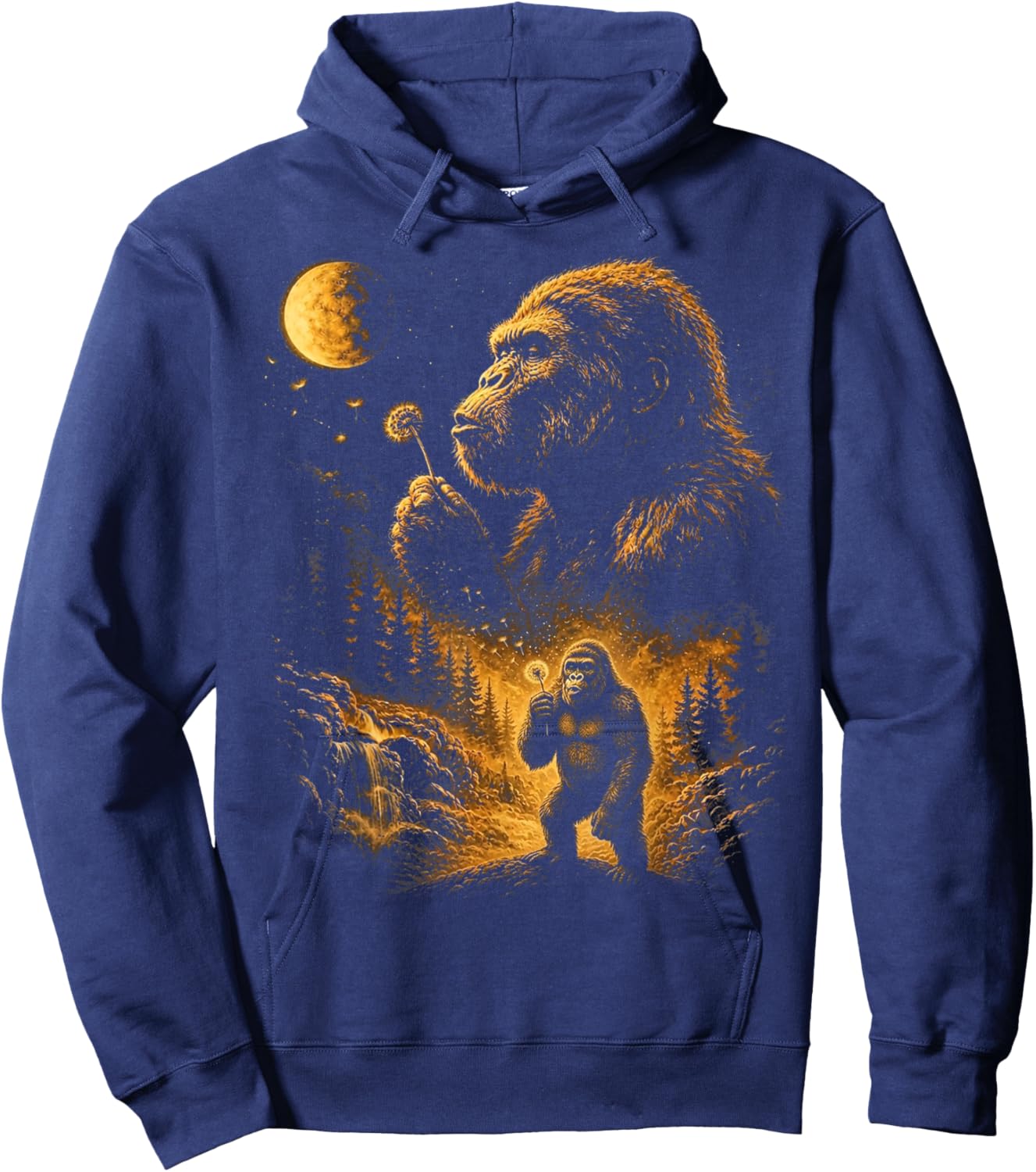 Blowing Wishes Funny Bigfoot Blowing Dandelion Gifts Hoodie - Hoodie | Navy