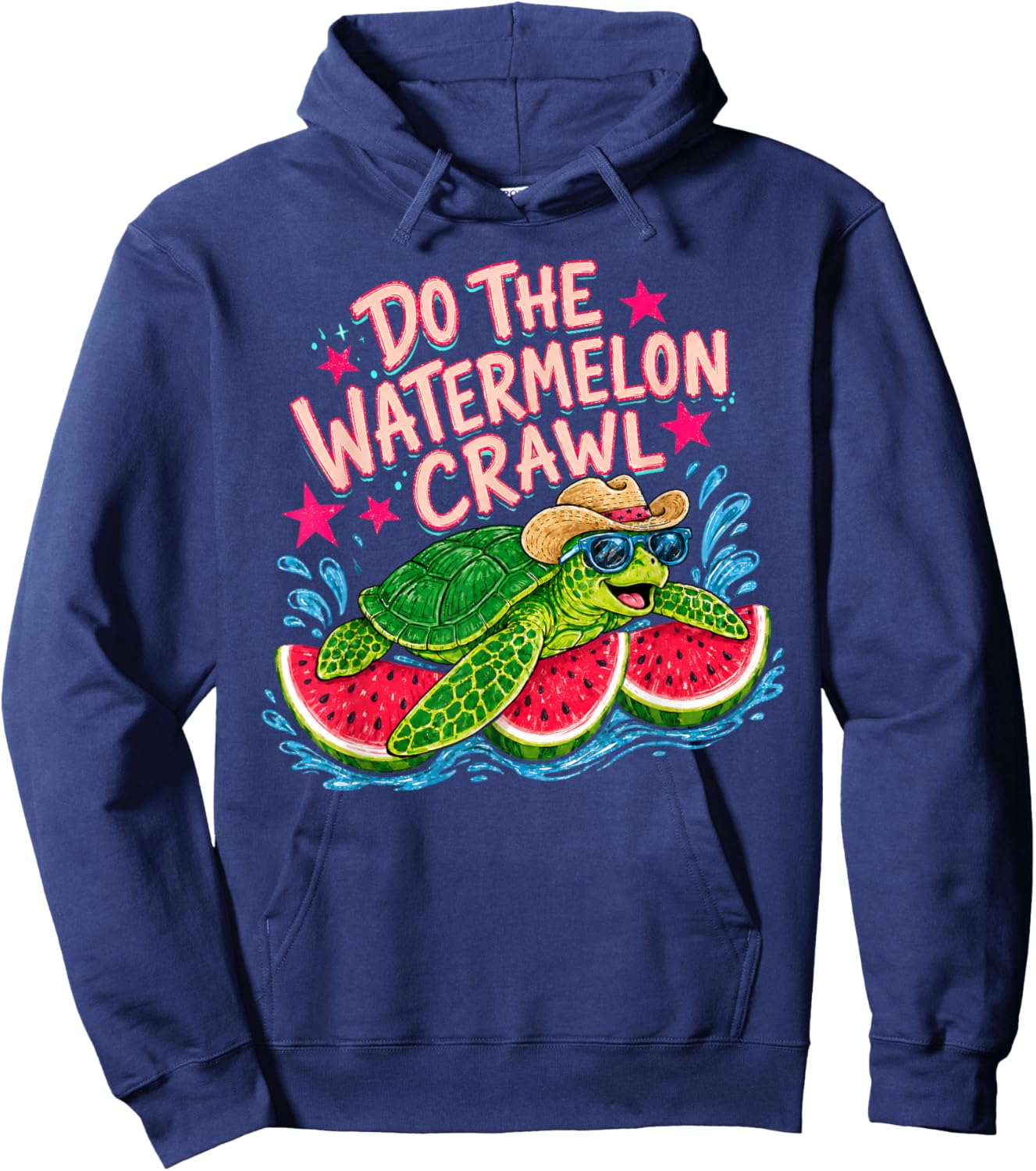 Do The Watermelon Crawl Sea Turtle Beach Summer Vacation Hoodie - Hoodie | Navy