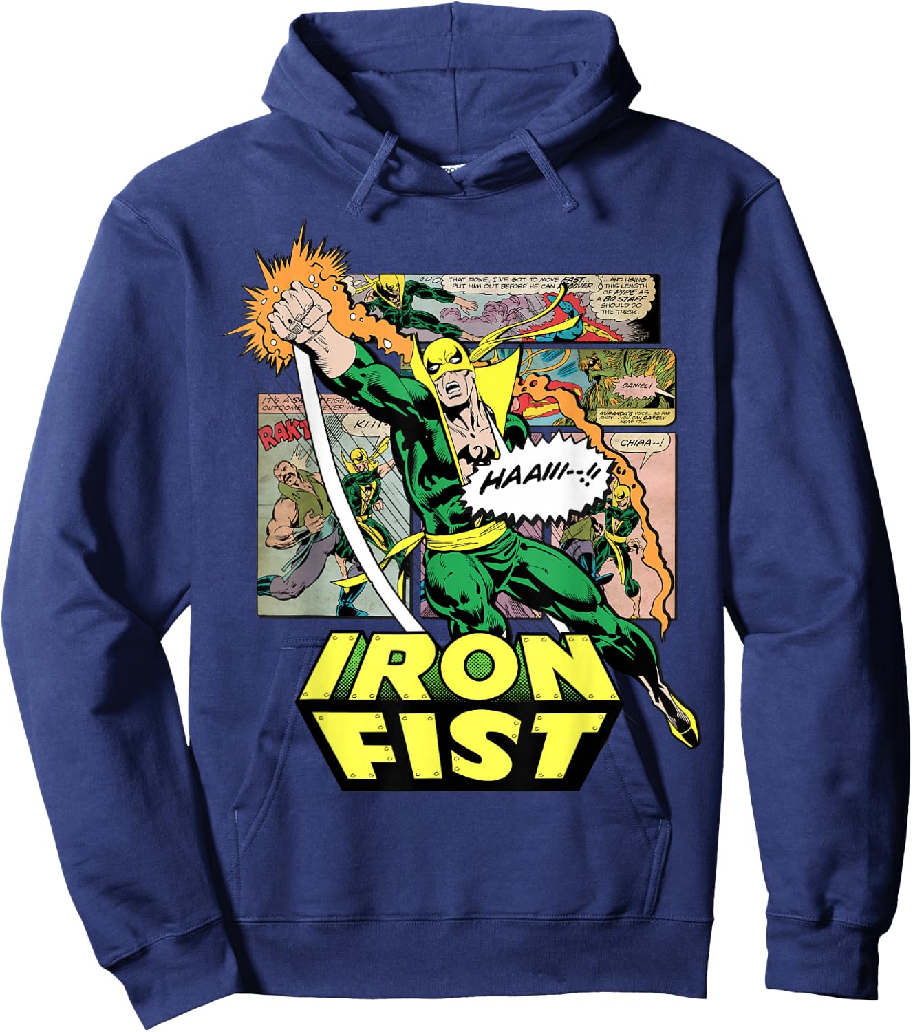 Marvel Comics Retro Classic Iron Fist Comic Book Punch Up Hoodie - Hoodie | Navy