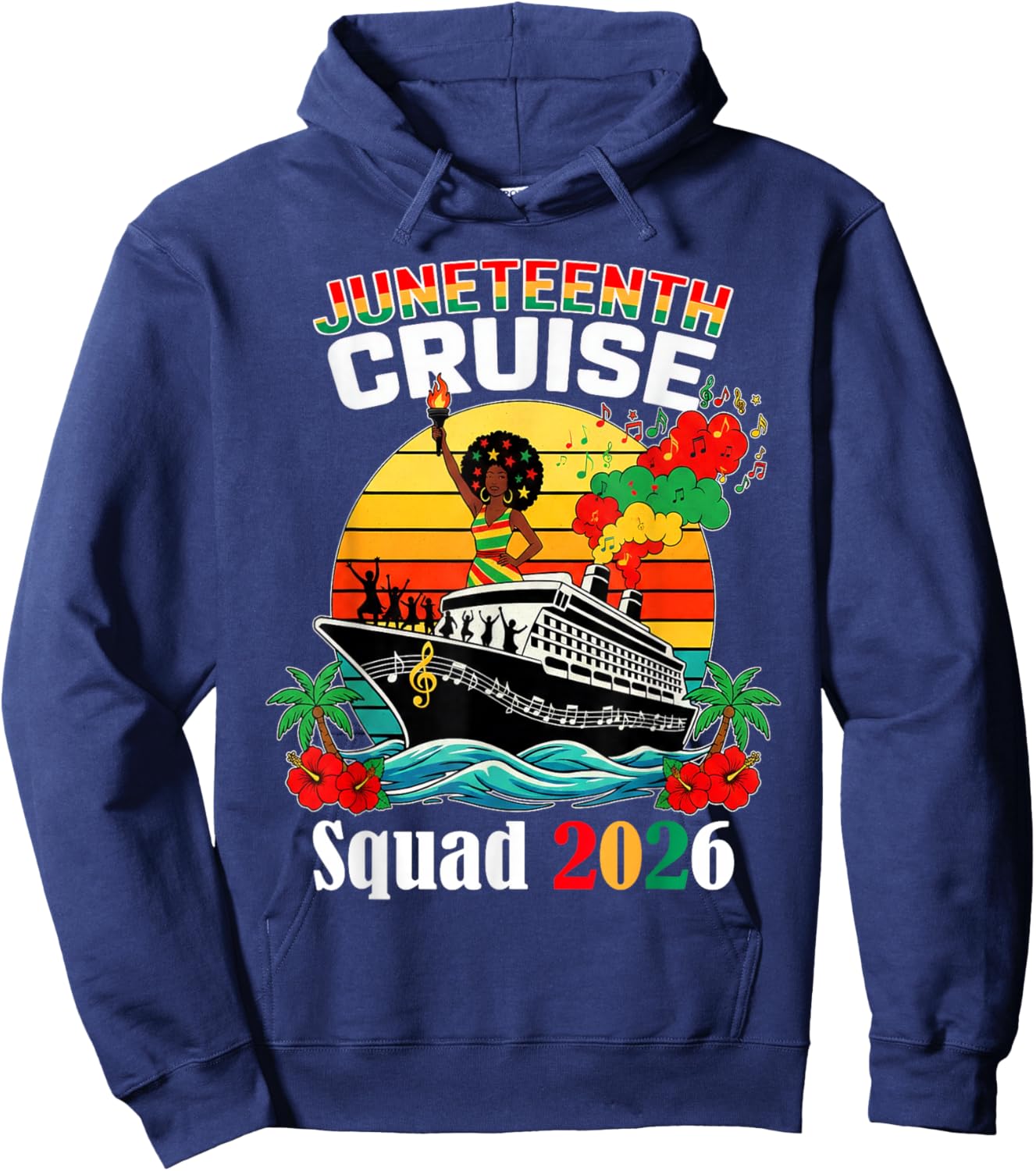 Juneteenth Cruise Squad 2026 African American Family Trip Hoodie - Hoodie | Navy