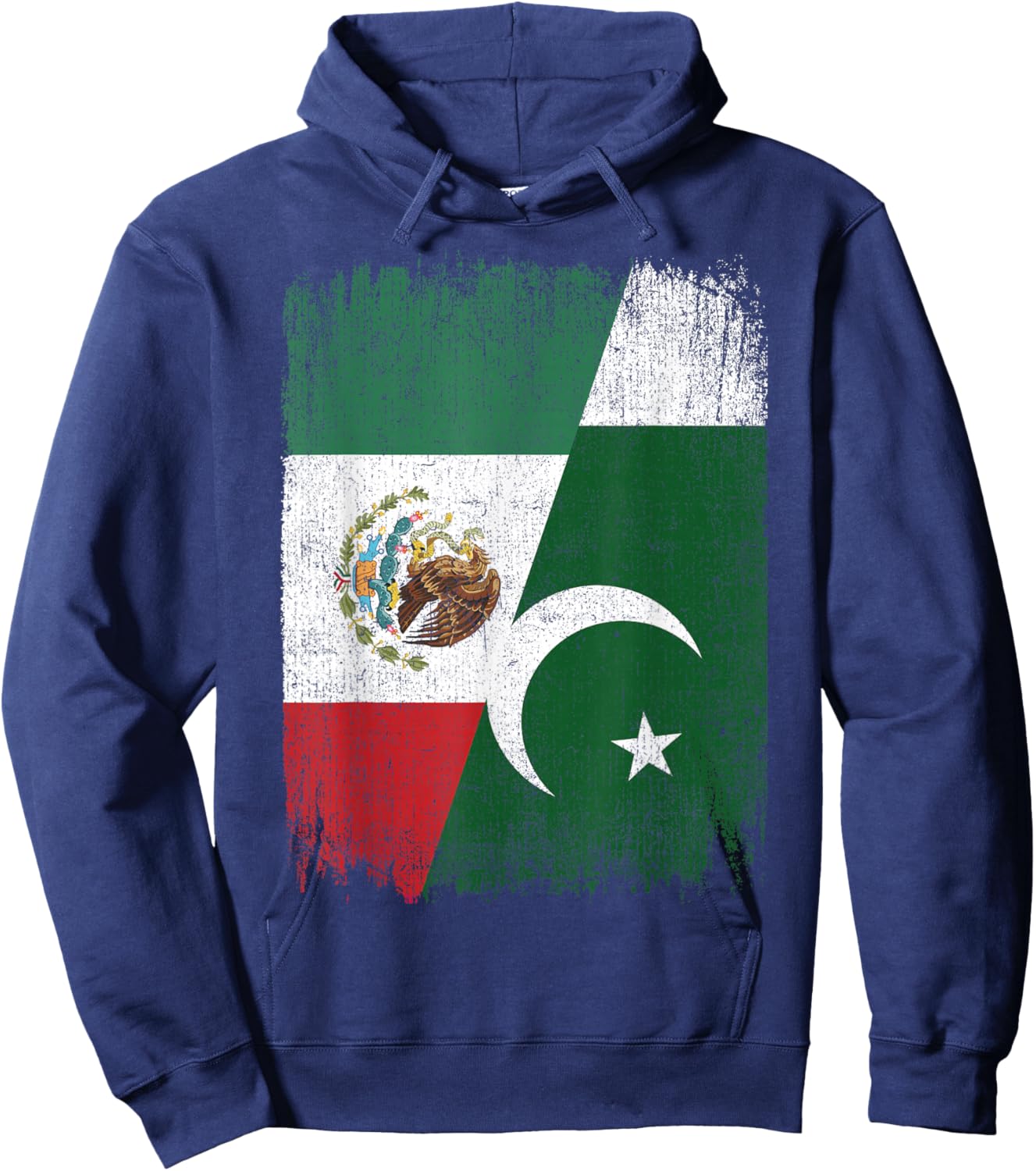 Half Mexico Pakistan Flag Mexican Pakistani Roots Hoodie - Hoodie | Navy