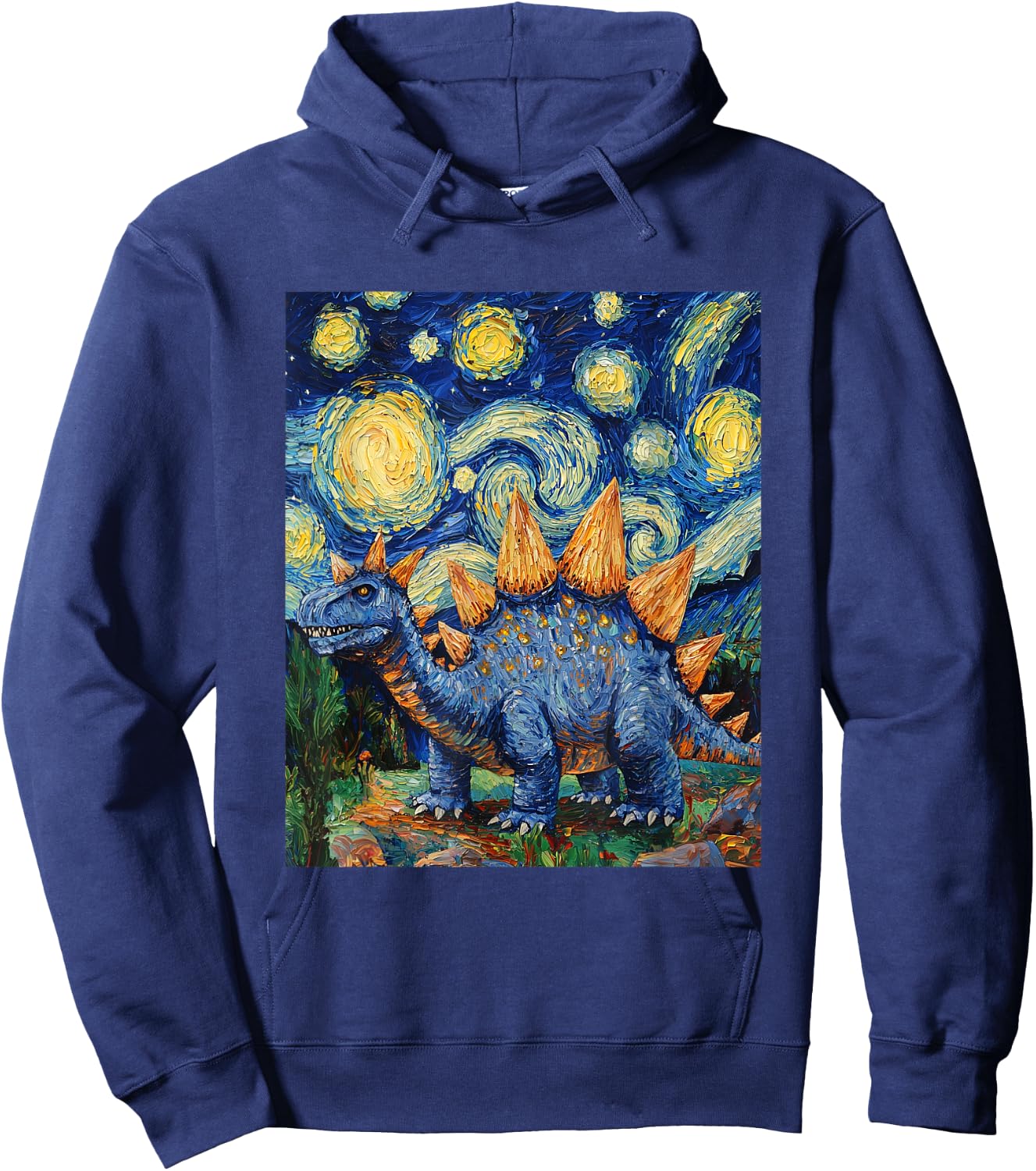 Stegosaurus Dinosaur Dino - Van Gogh Style - Starry Night Hoodie - Hoodie | Navy