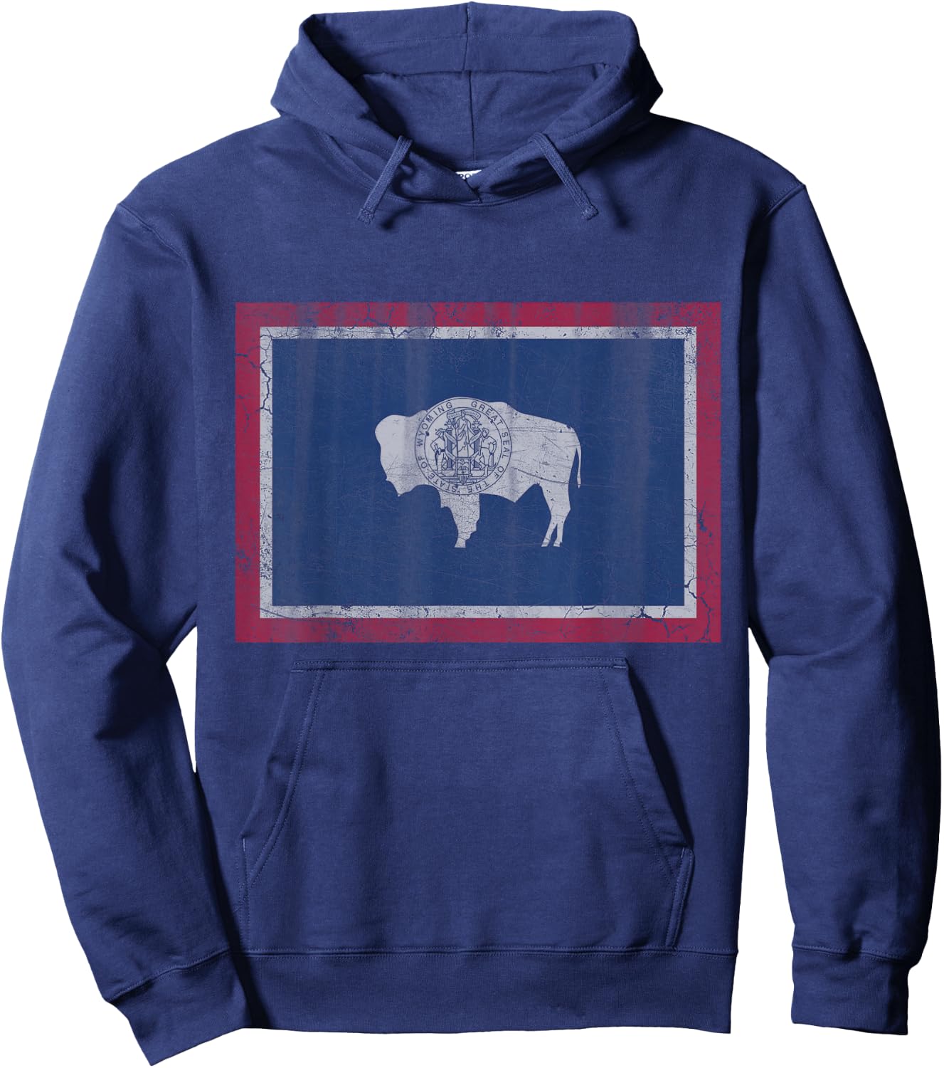 Wyoming Flag Home Love Family Vintage Distressed Hoodie - Hoodie | Navy