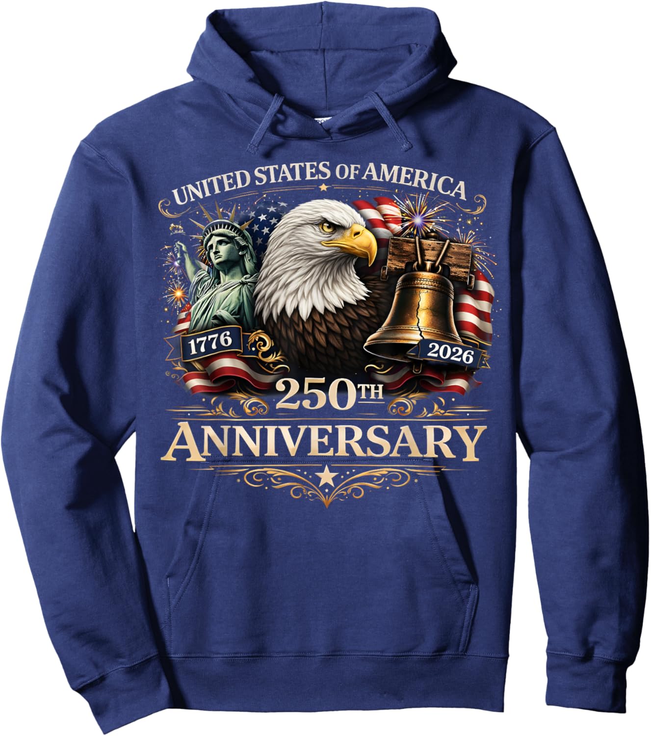 250 Years US Flag Anniversary Independence Day Hoodie - Hoodie | Navy