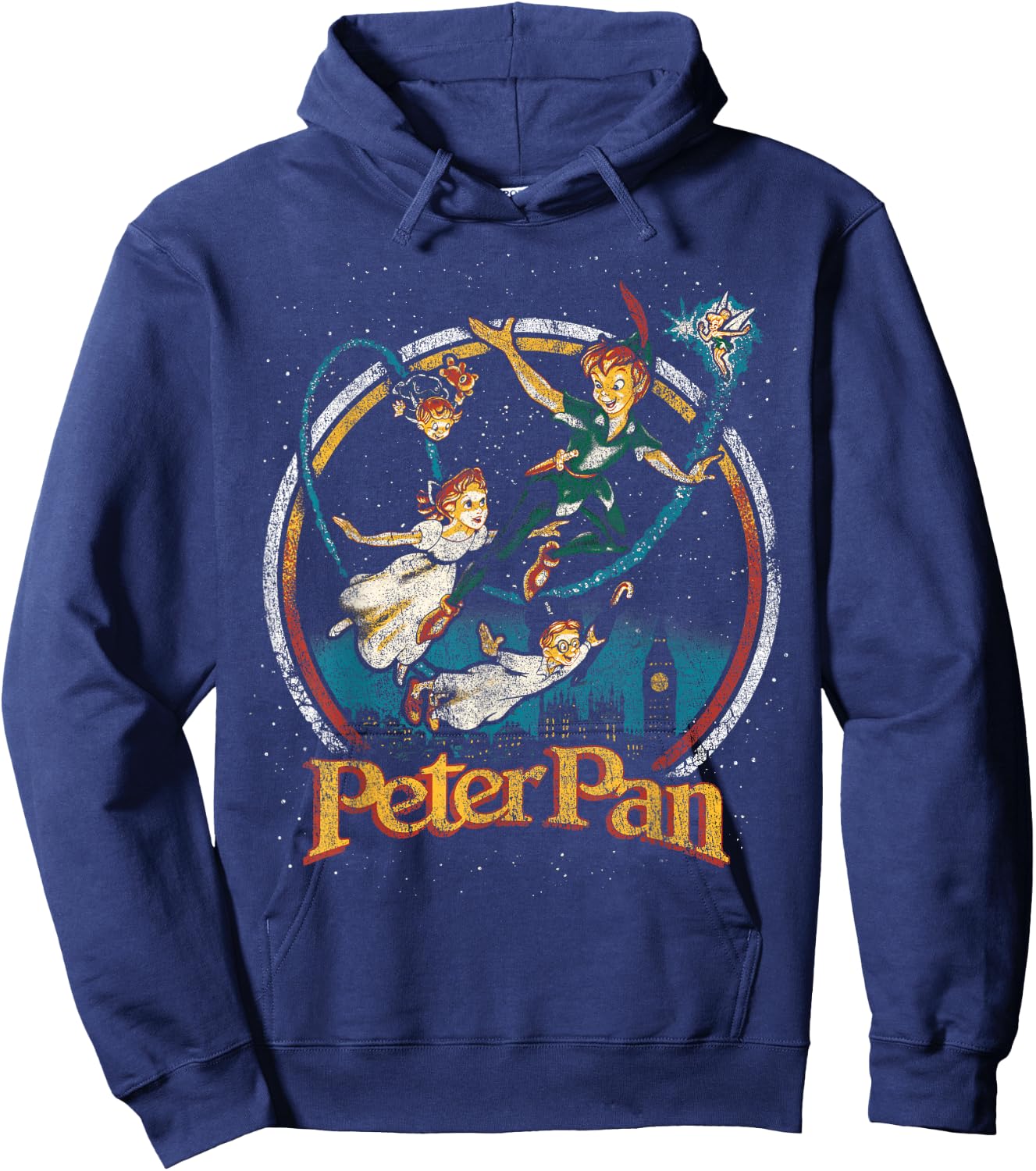 Disney Peter Pan Group London Flying Vintage Faded Graphic Hoodie - Hoodie | Navy