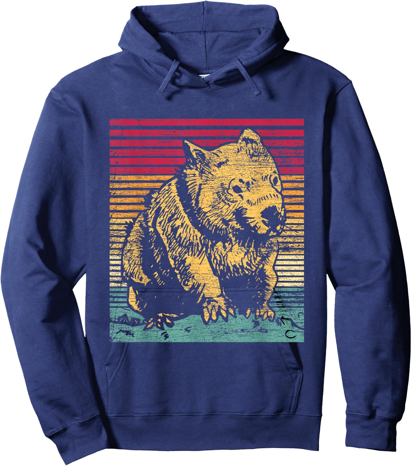 Retro Wombat Hoodie - Hoodie | Navy