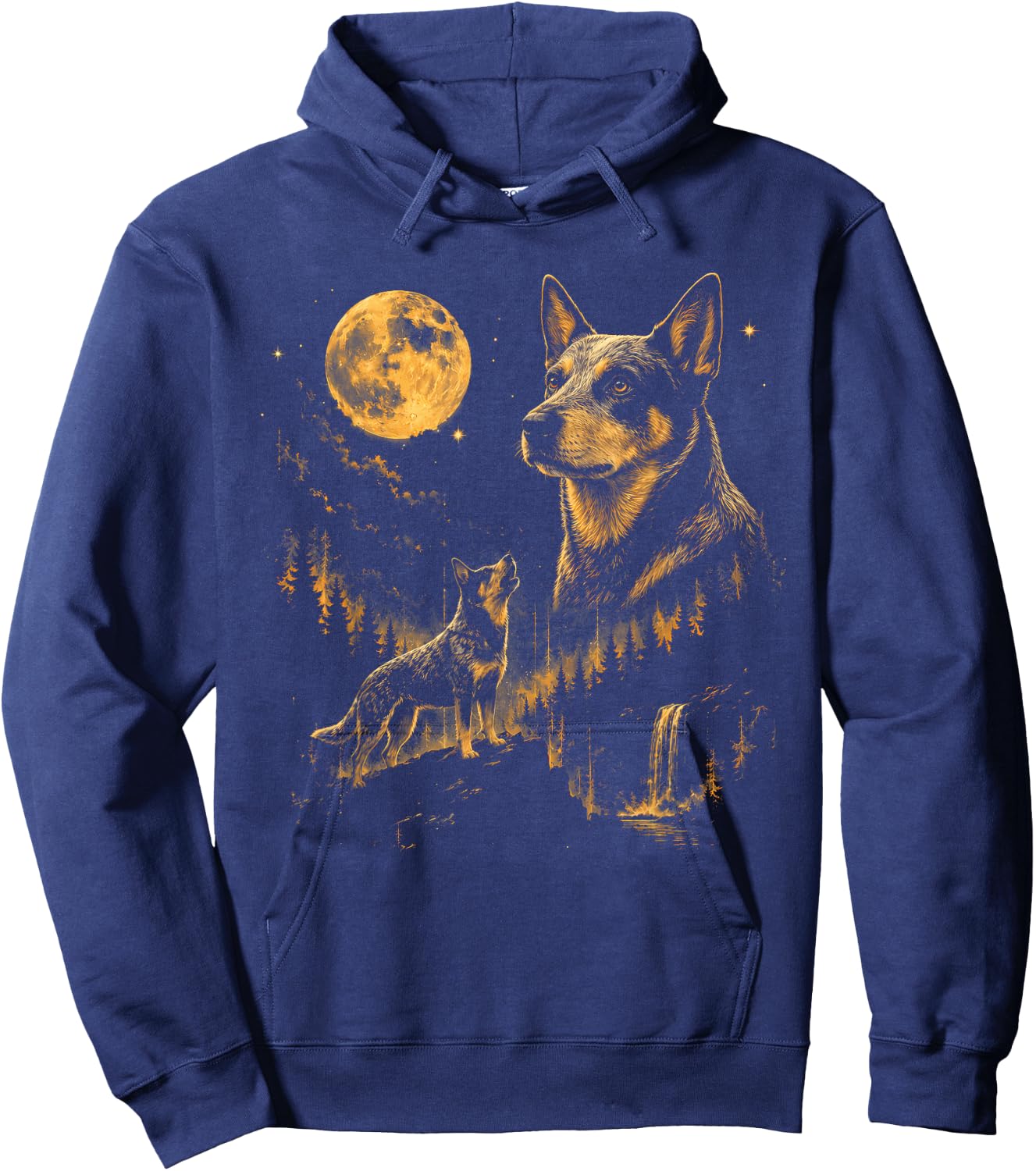 Australian Cattle Dog Howling Moon Funny Love Dog Hoodie - Hoodie | Navy