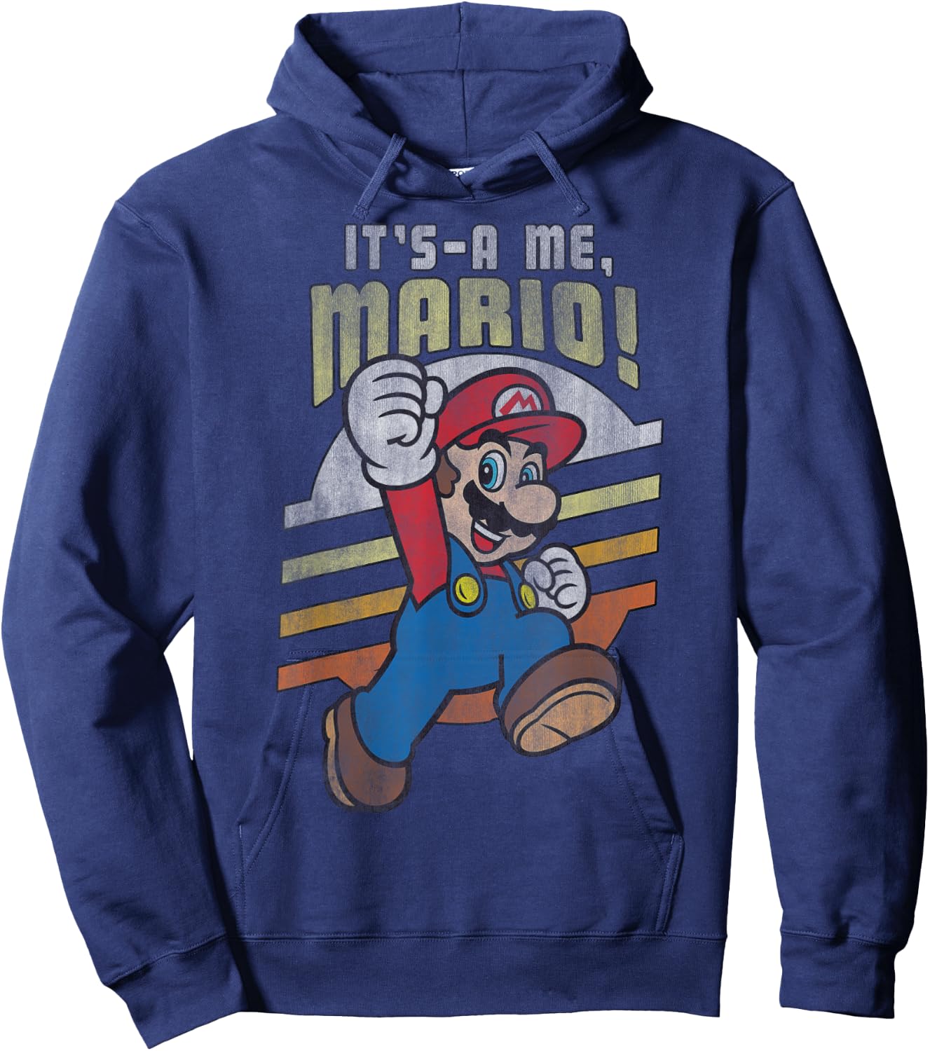 Super Mario It's-A Me, Mario! Distressed Poster Hoodie - Hoodie | Navy