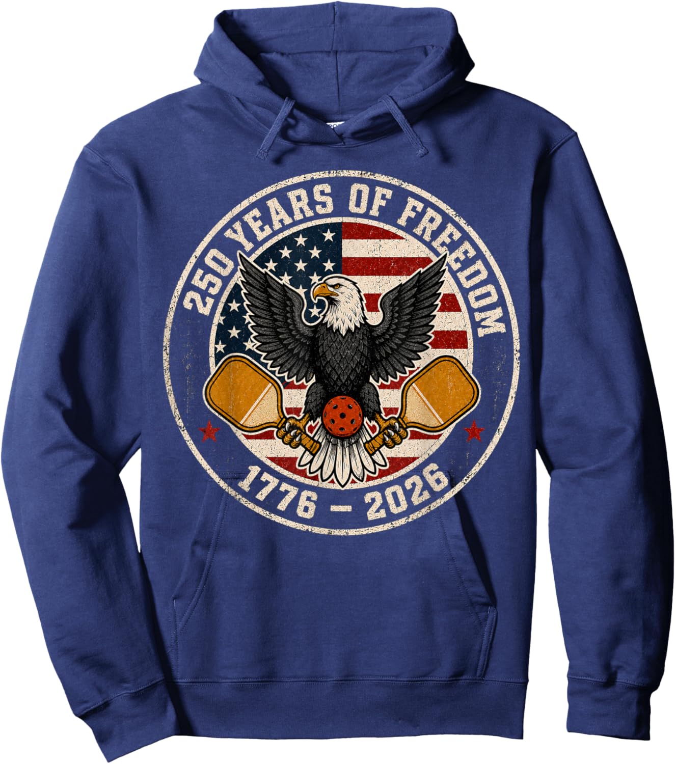 Pickleball 250 Years of Freedom 1776 2026 American Flag Hoodie - Hoodie | Navy