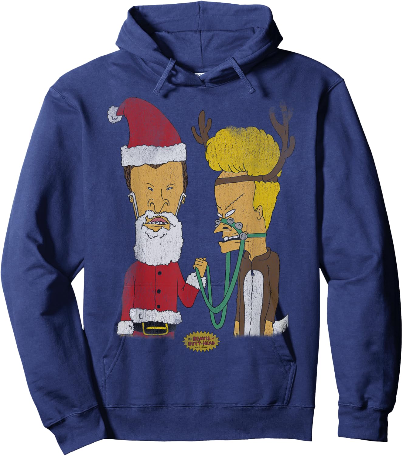 Beavis and Butt-Head Christmas Costumes Short Sleeve Hoodie - Hoodie | Navy