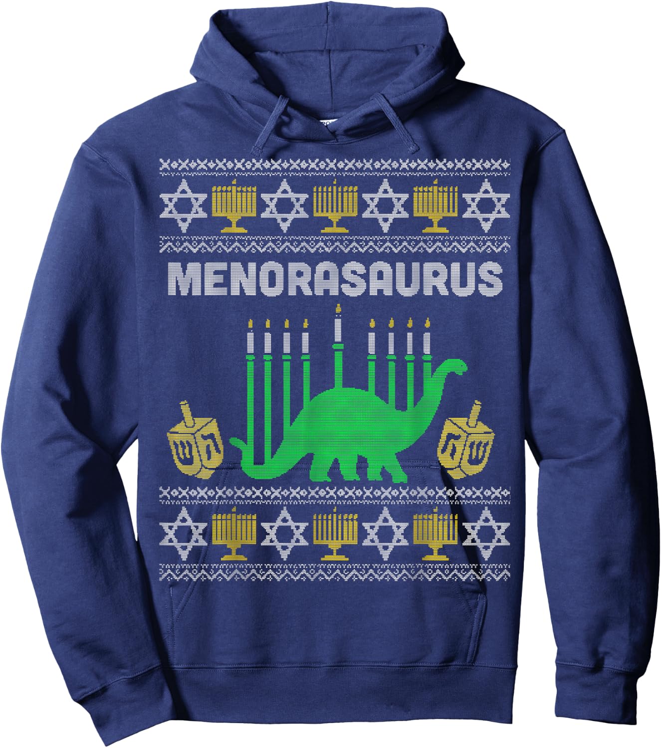 Menorasaurus Shirt, Kids Hanukkah Gift, Chanukah Menorah Hoodie - Hoodie | Navy