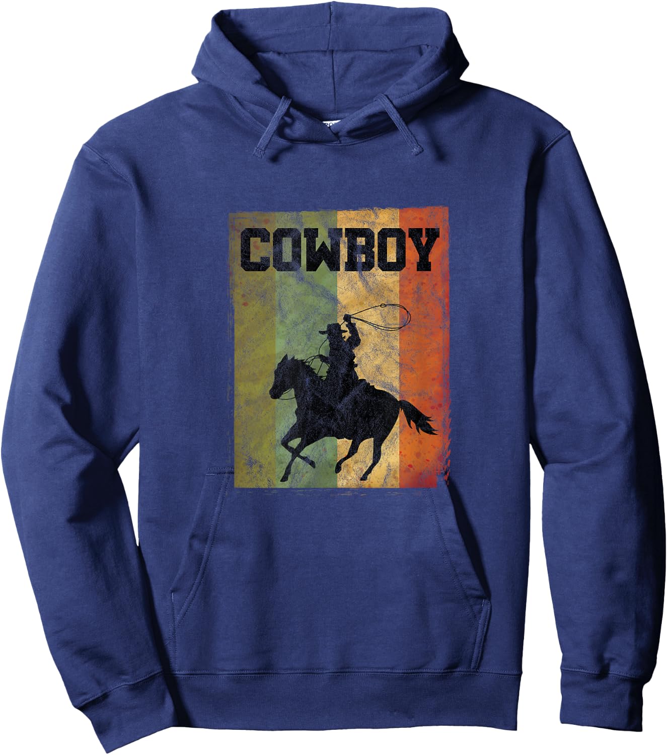 Distressed Vintage Cowboy Rodeo Horse Riding Country gift Hoodie - Hoodie | Navy