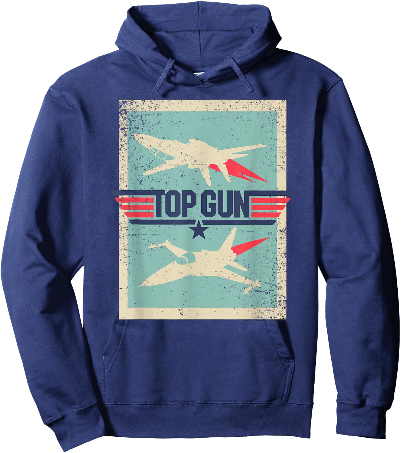 Top Gun Inverted Cutout with Distressing Action Movie Hoodie - Hoodie | Navy