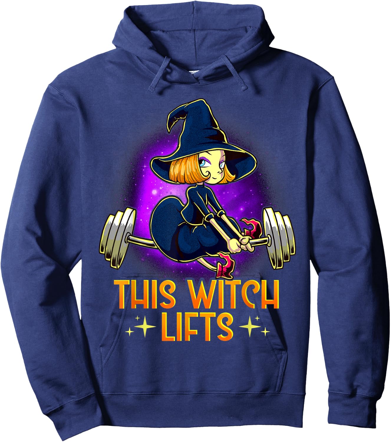 This Witch Lifts Funny Halloween Barbell Fitness Gym Witch Hoodie - Hoodie | Navy