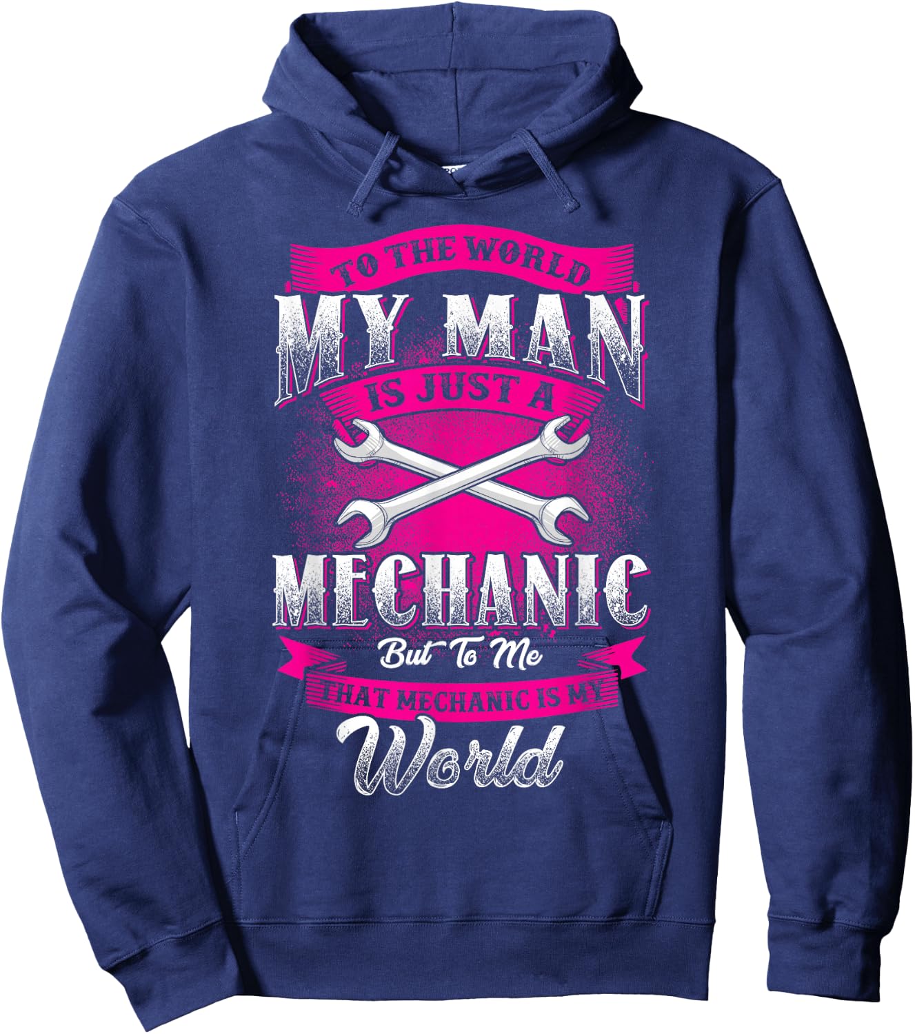 Mechanic Wife Girlfriend Cute Graphic Love Slogan Hoodie - Hoodie | Navy