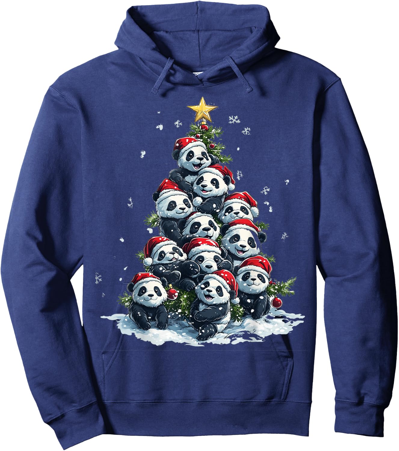 Funny Panda Christmas Tree Xmas Panda Lover Kids Boys Girls Hoodie - Hoodie | Navy