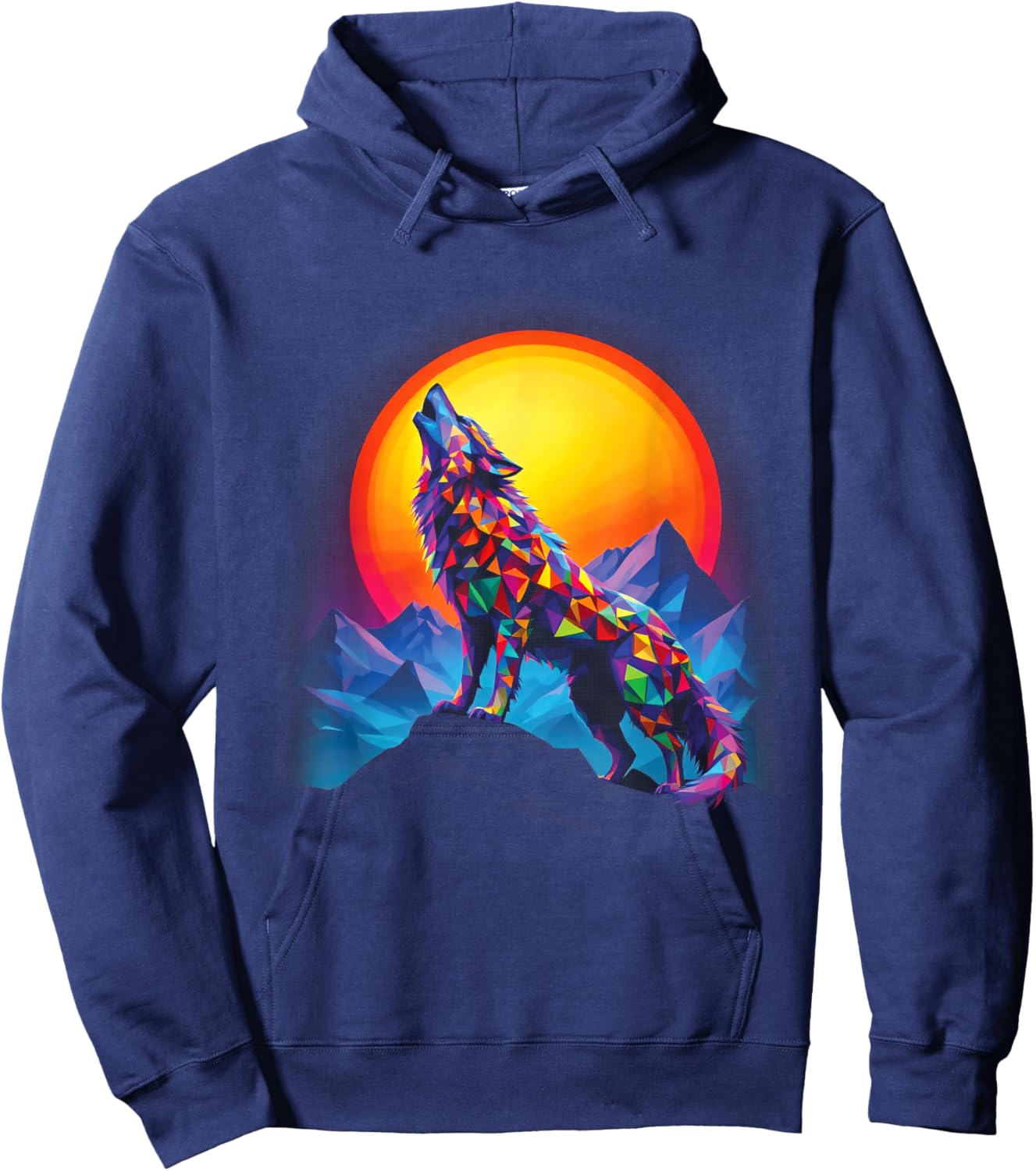 Wolf Forest Moon Vintage Cosmic Howling Wolf Lover Graphic Hoodie - Hoodie | Navy