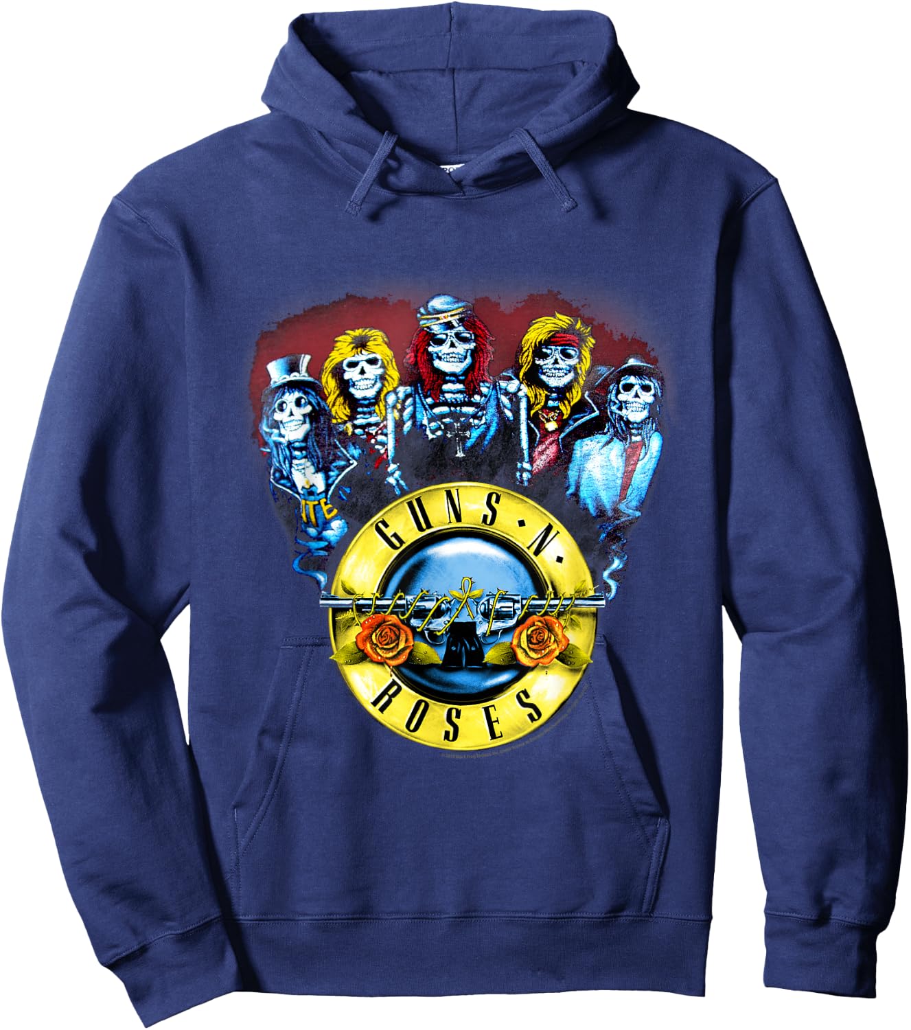 Guns N' Roses Official Skeletons & Bullets Small Hoodie - Hoodie | Navy