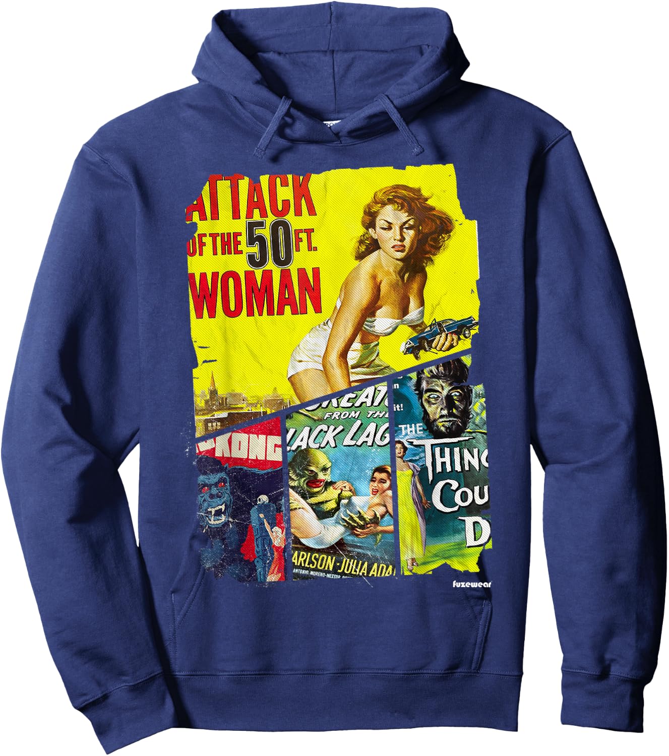 Vintage Style Sci Fi Movie Poster Collage Hoodie - Hoodie | Navy