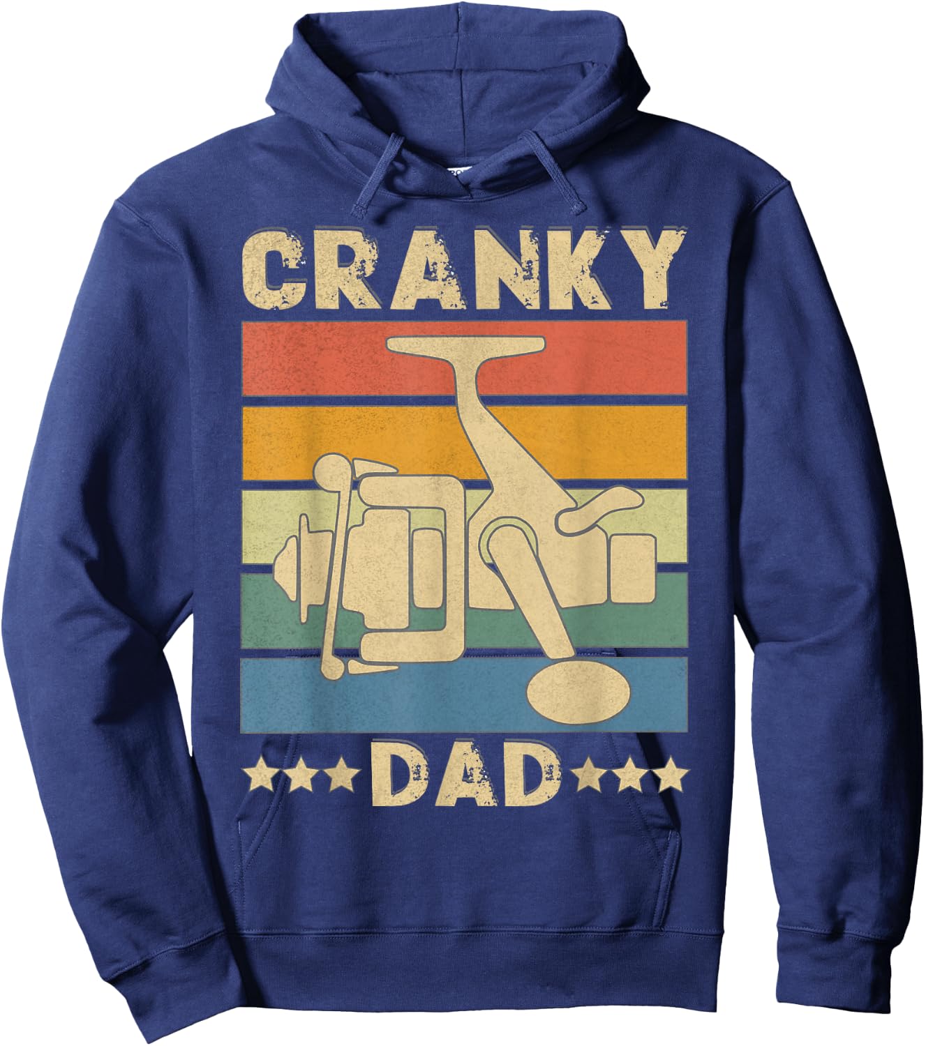 Cranky Dad Funny Fishing Reel Humor Father Fisherman Retro Hoodie - Hoodie | Navy