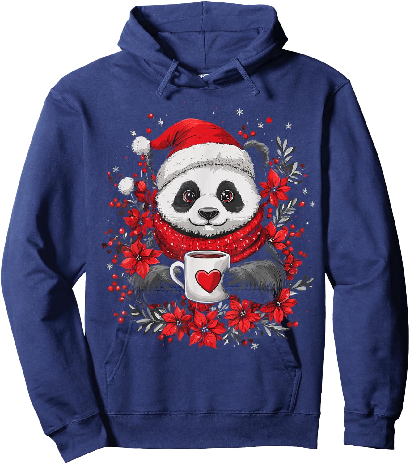 Christmas Panda Santa Coffee Girls Boys Kids Christmas Panda Hoodie - Hoodie | Navy