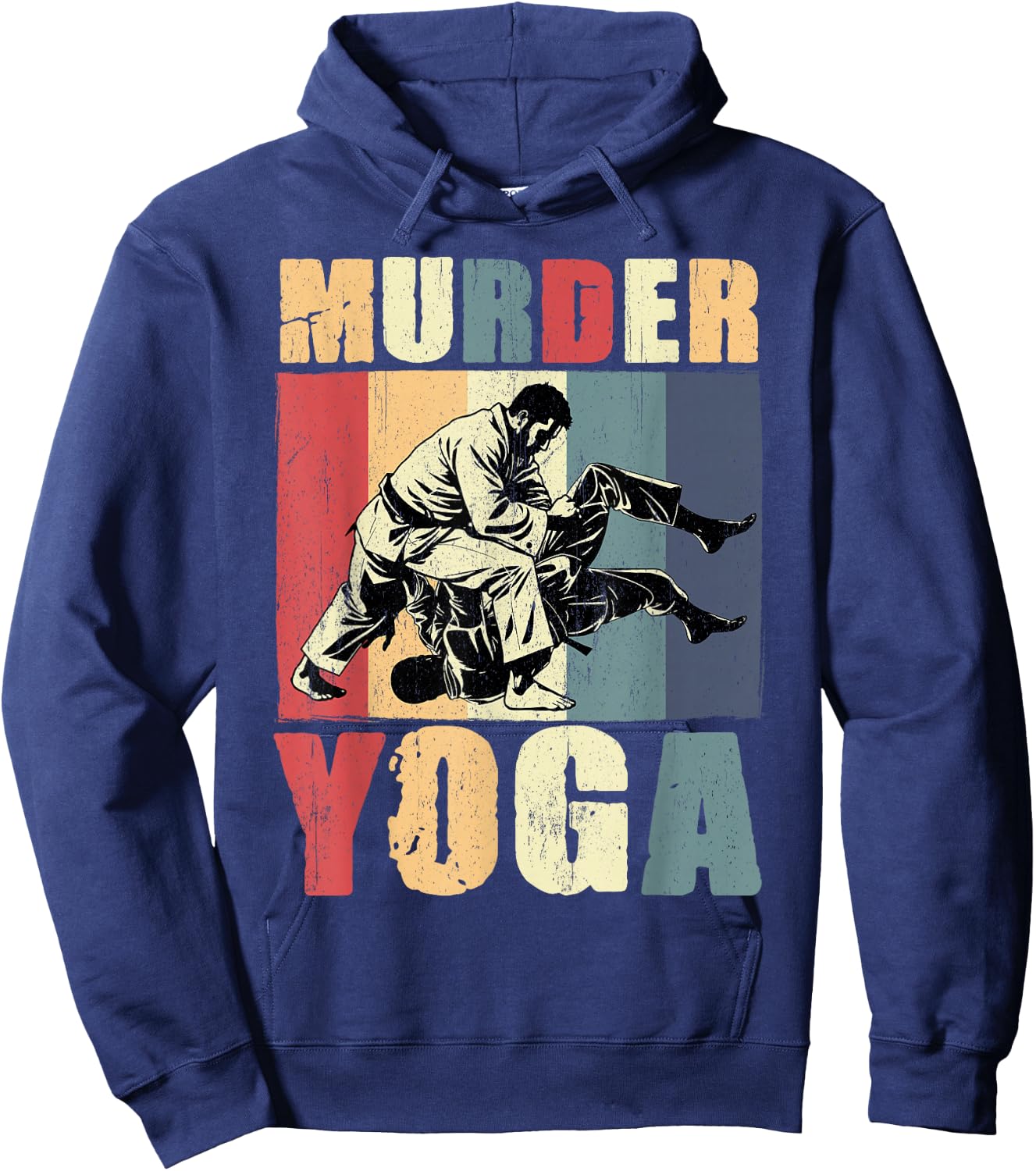 Retro Brazilian Jiu Jitsu Murder Yoga Funny BJJ Martial Arts Hoodie - Hoodie | Navy