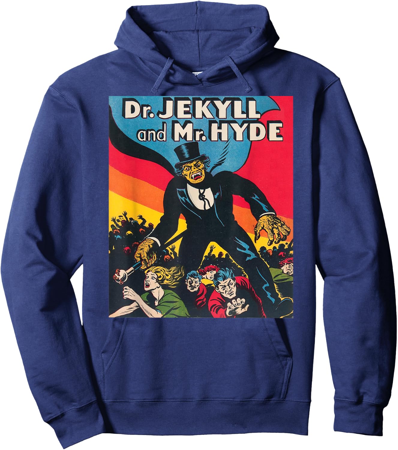 Dr. Jekyll & Mr. Hyde Art - Retro Halloween Monster Hoodie - Hoodie | Navy