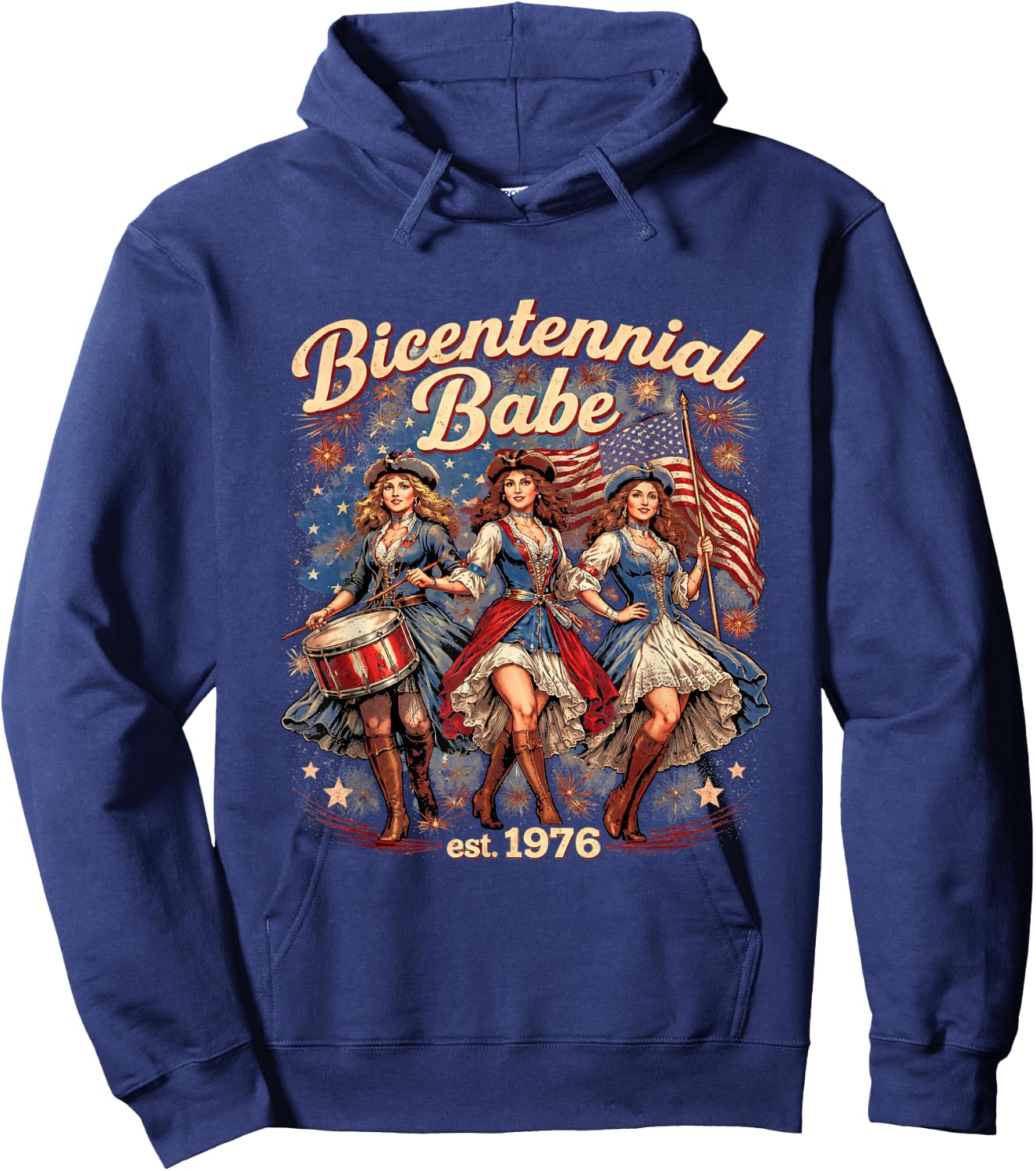 American Spirit of 76 Patriotic Flag Number Star Hoodie - Hoodie | Navy