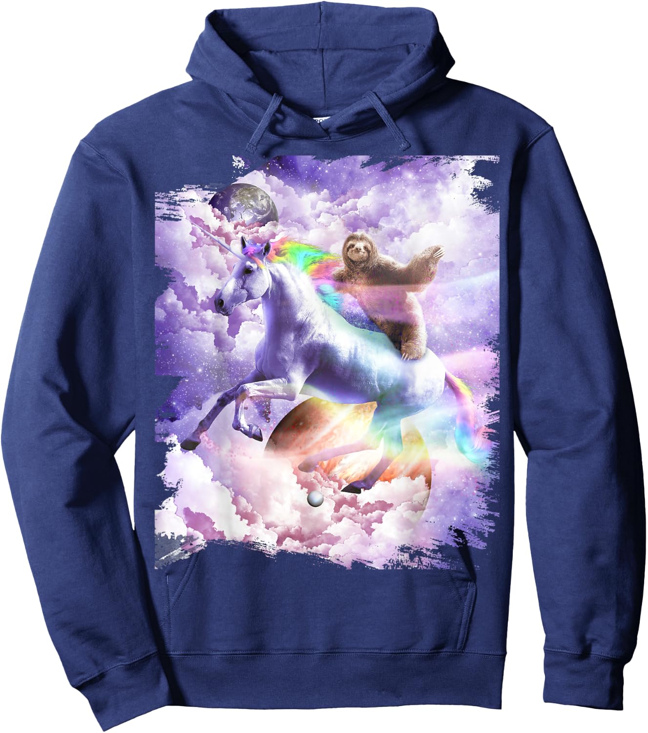 Space Sloth Riding On Unicorn Hoodie - Hoodie | Navy
