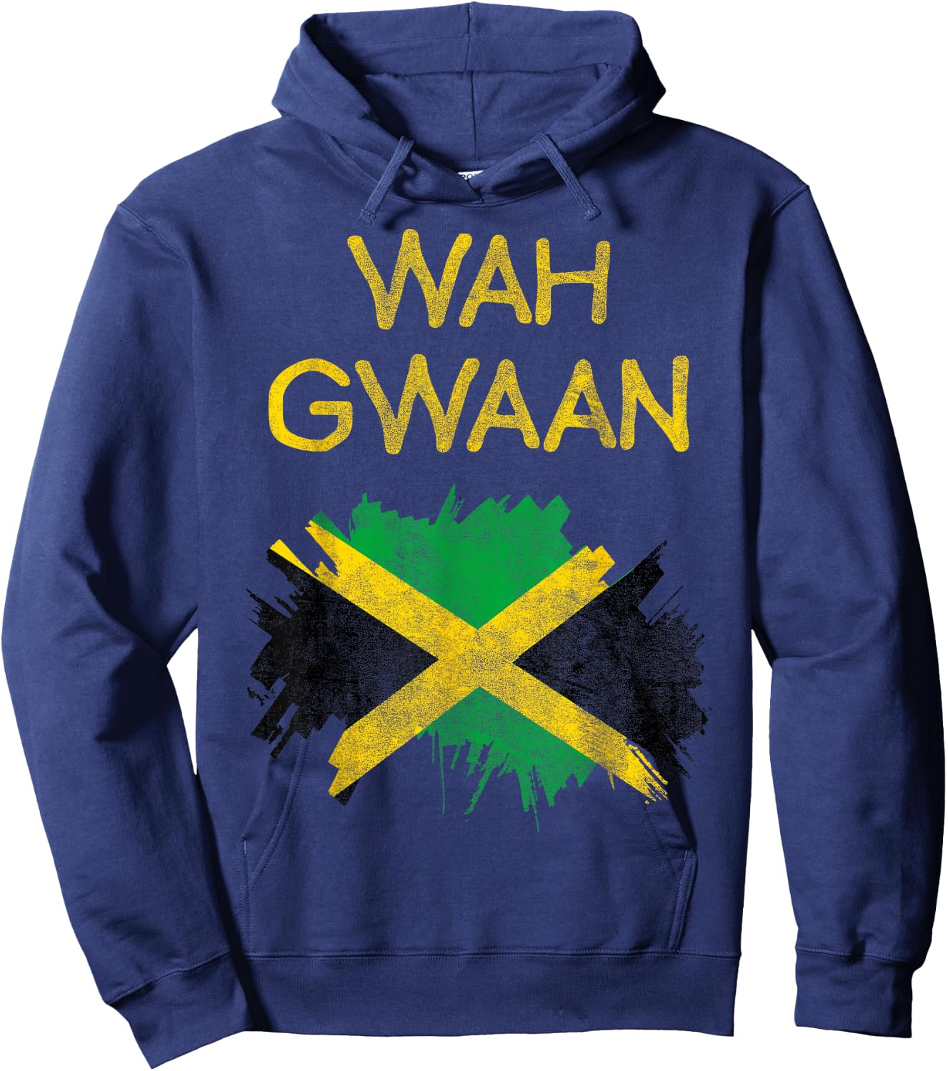 Wah Gwaan Jamaica Flag Jamaican Pride Reggae Vacation Hoodie - Hoodie | Navy