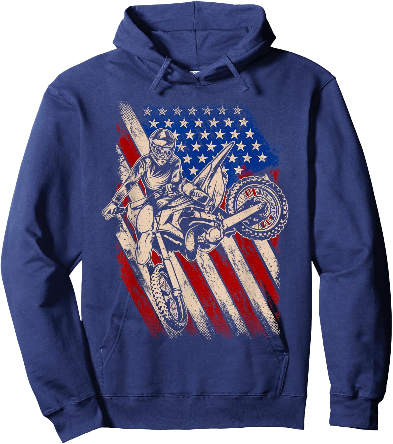 Dirt Bike Shirt Motocross Racing American Flag Dirt Biking Hoodie - Hoodie | Navy