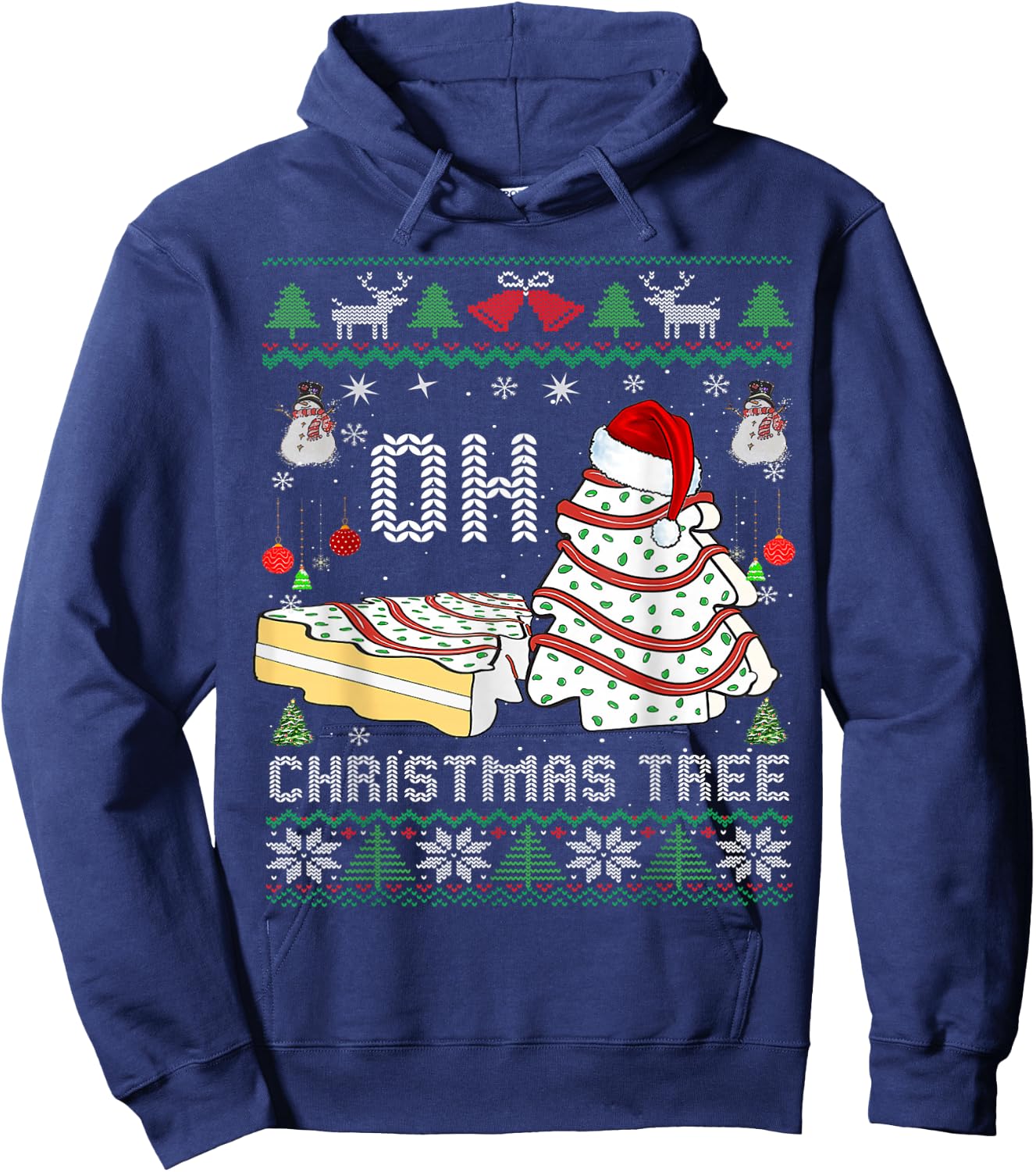 Oh Christmas Ugly Tree Cakes Debbie Becky Jen Cake Lovers Hoodie - Hoodie | Navy