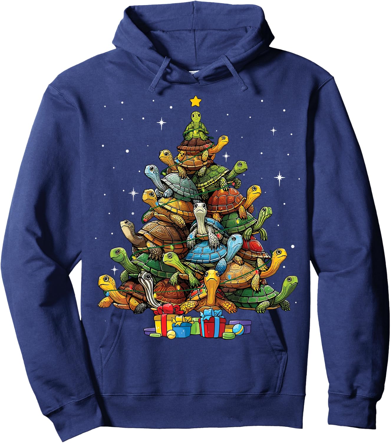 Christmas Tree Turtle Hoodie - Hoodie | Navy