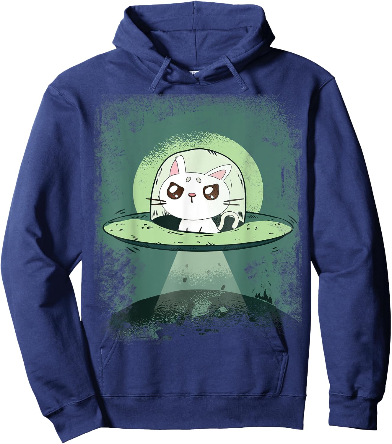 Ufo Cat - Funny Space Cat Alien Abduction Men Women Hoodie - Hoodie | Navy