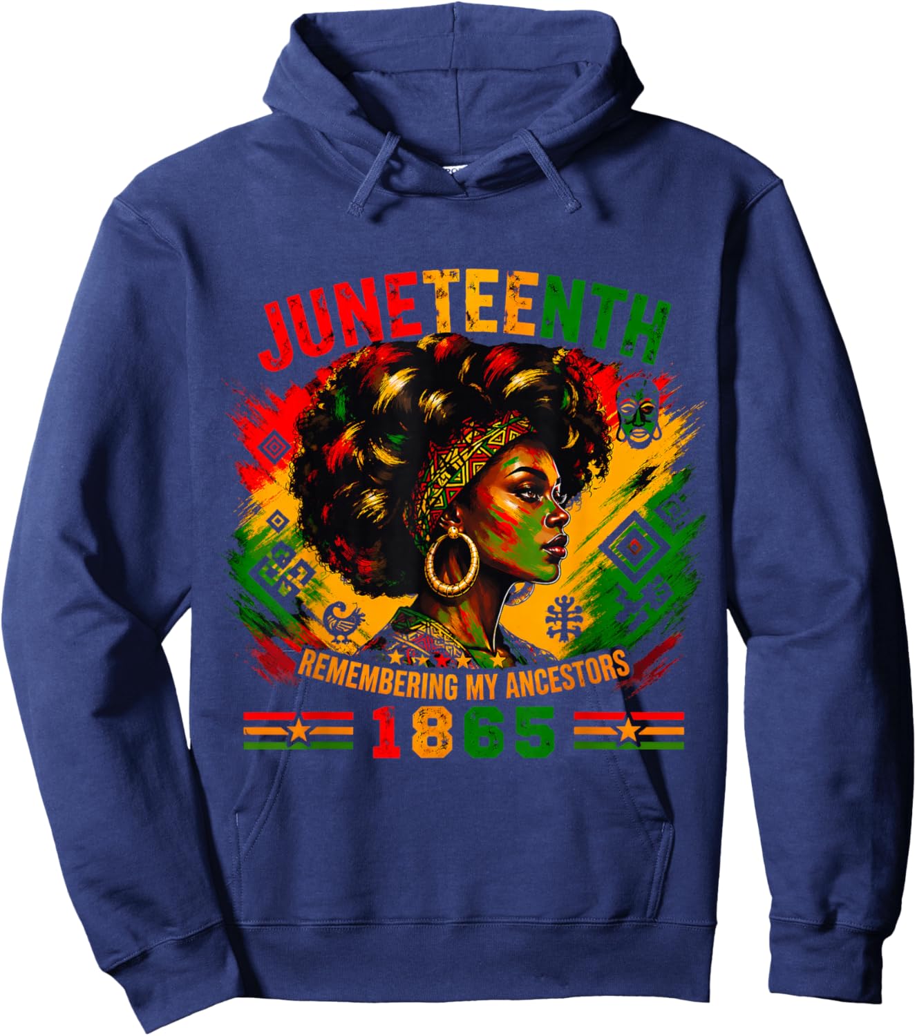 Juneteenth Remembering My Ancestors 1865 Black Women Free Hoodie - Hoodie | Navy