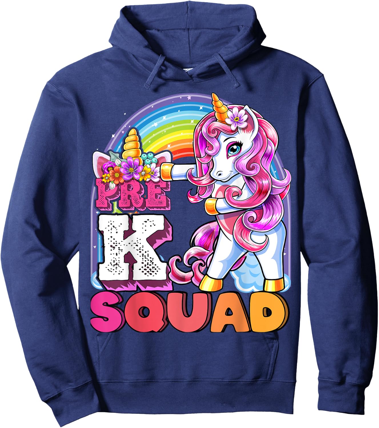 Pre-K Squad Flossing Unicorn Back to School Girls Gift Hoodie - Hoodie | Navy