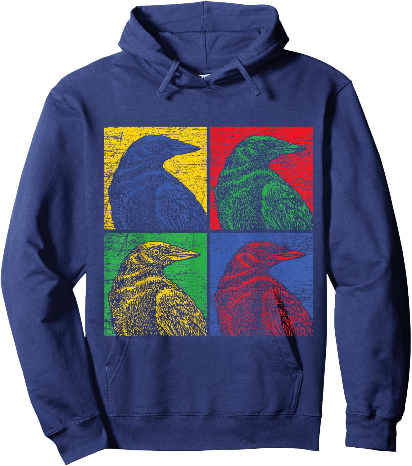 Crow Pop Art Vintage Raven Bird Lover Hoodie - Hoodie | Navy