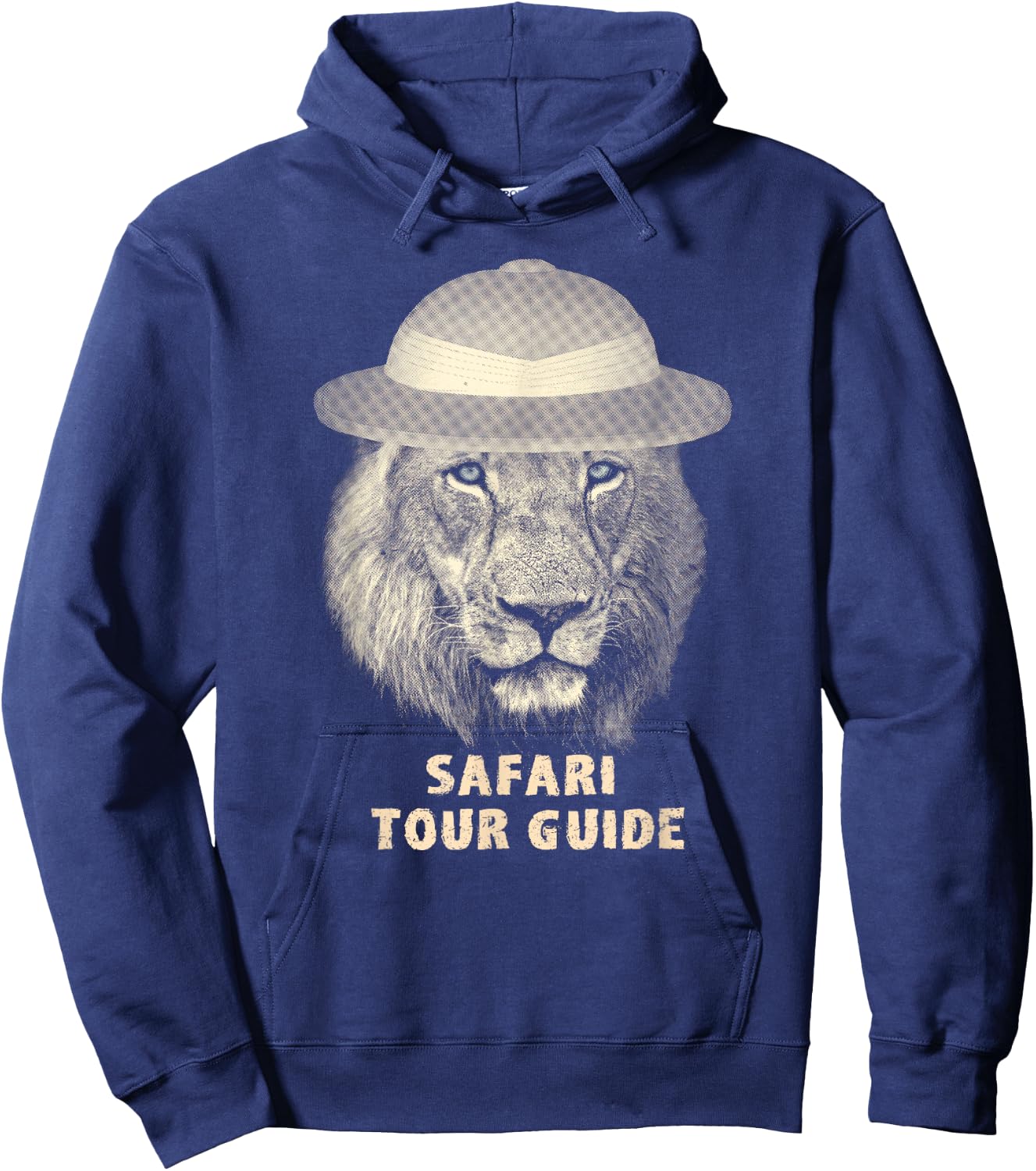 Funny Lion in Pith Helmet Safari Tour Guide Hoodie - Hoodie | Navy